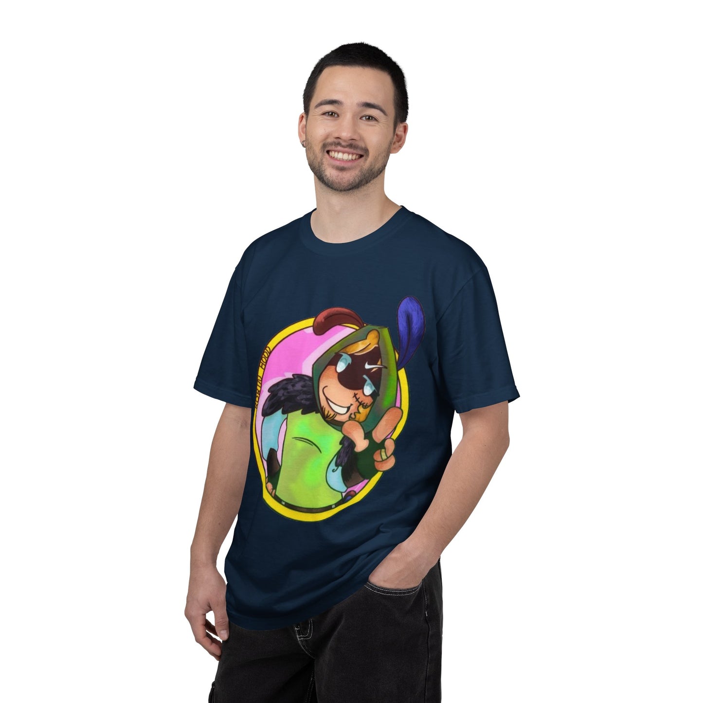 Cartoon Character Peace Sign T‑Shirt — Colorful Bunny Illustration