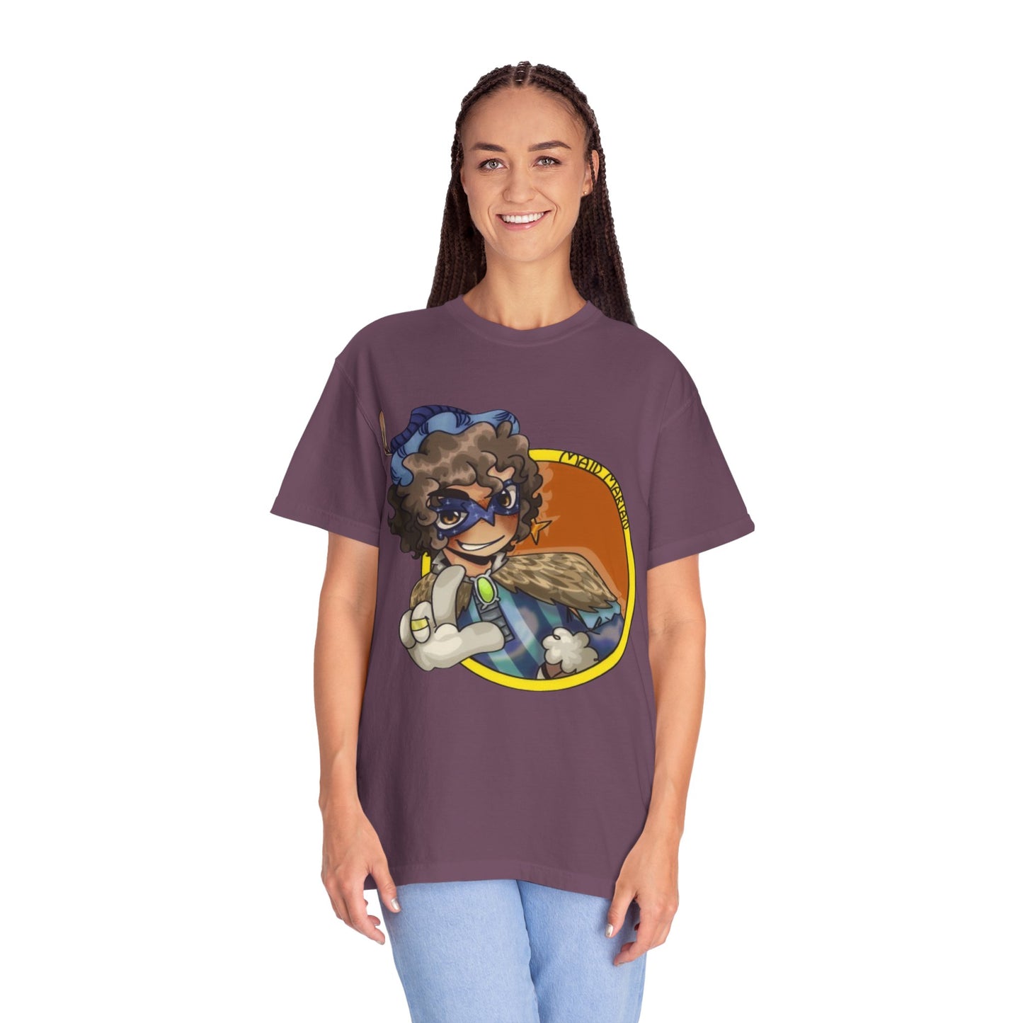 Masked Hero Portrait T-Shirt — Whimsical Superhero Art Tee