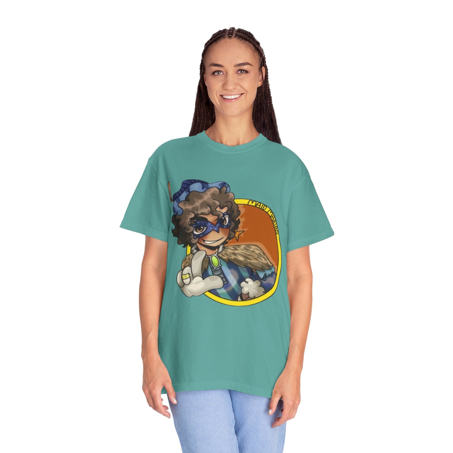 Masked Hero Portrait T-Shirt — Whimsical Superhero Art Tee
