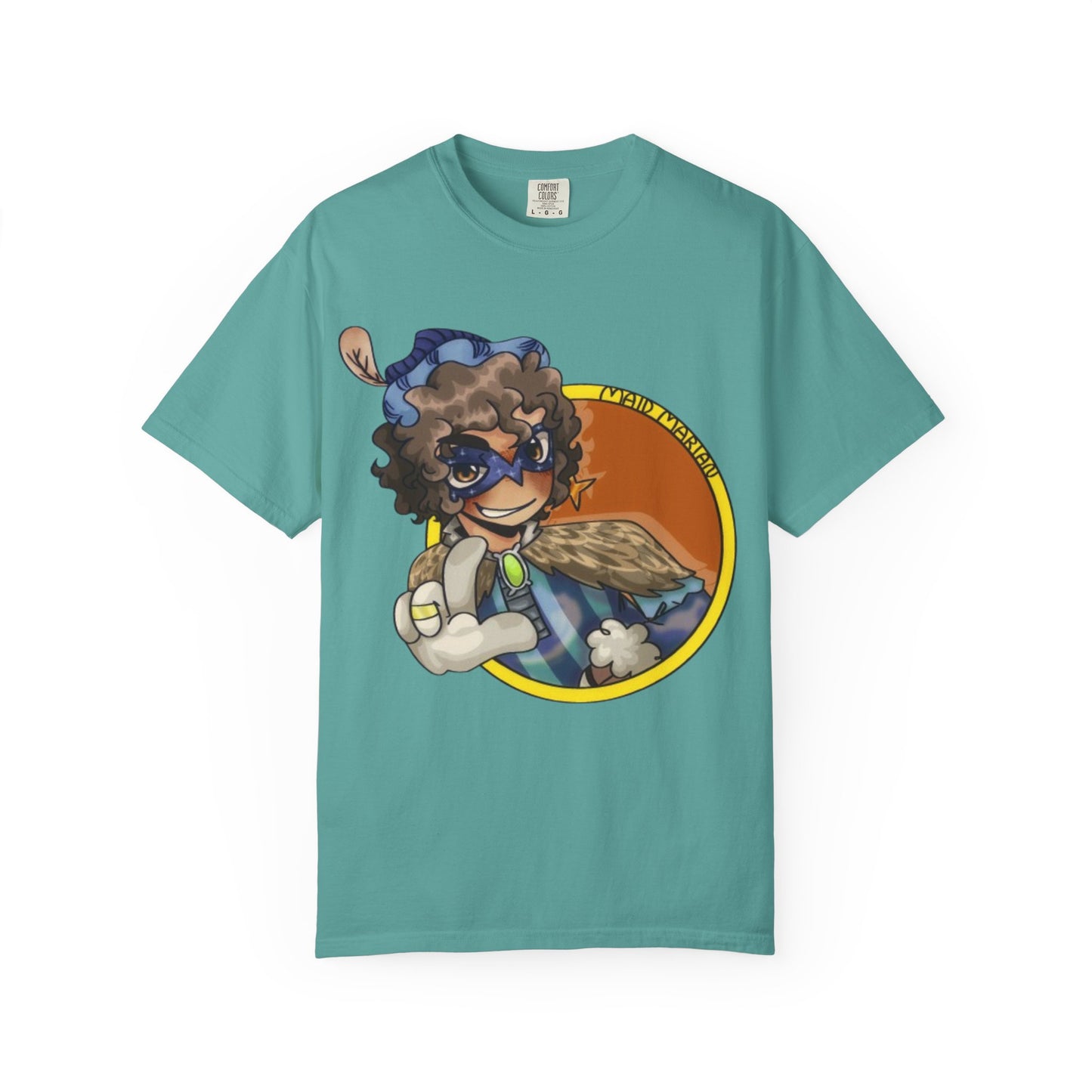 Masked Hero Portrait T-Shirt — Whimsical Superhero Art Tee