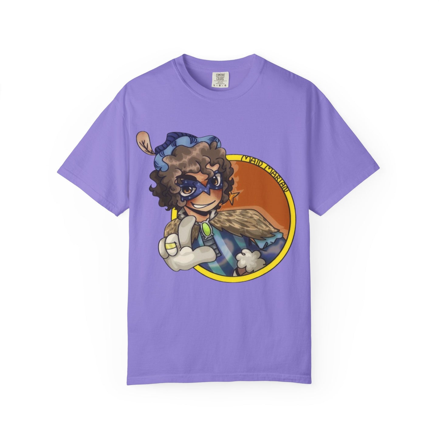 Masked Hero Portrait T-Shirt — Whimsical Superhero Art Tee