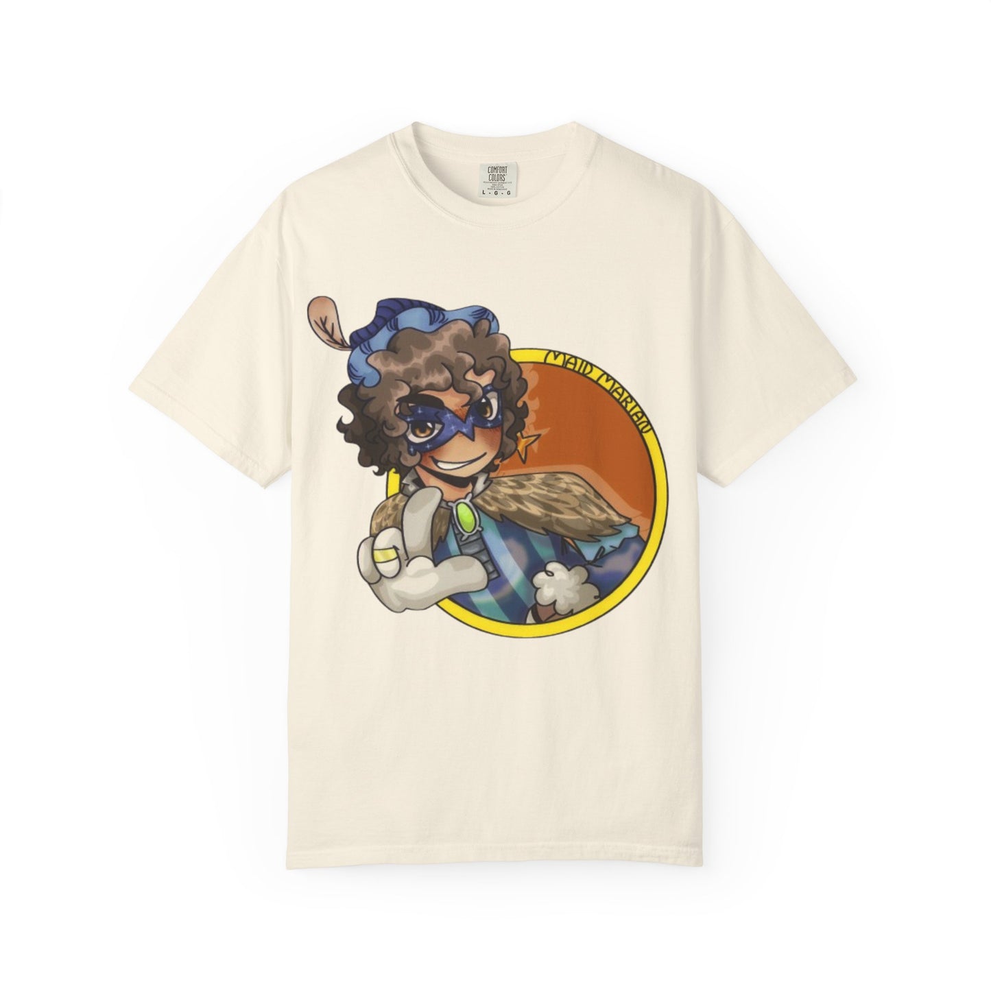 Masked Hero Portrait T-Shirt — Whimsical Superhero Art Tee