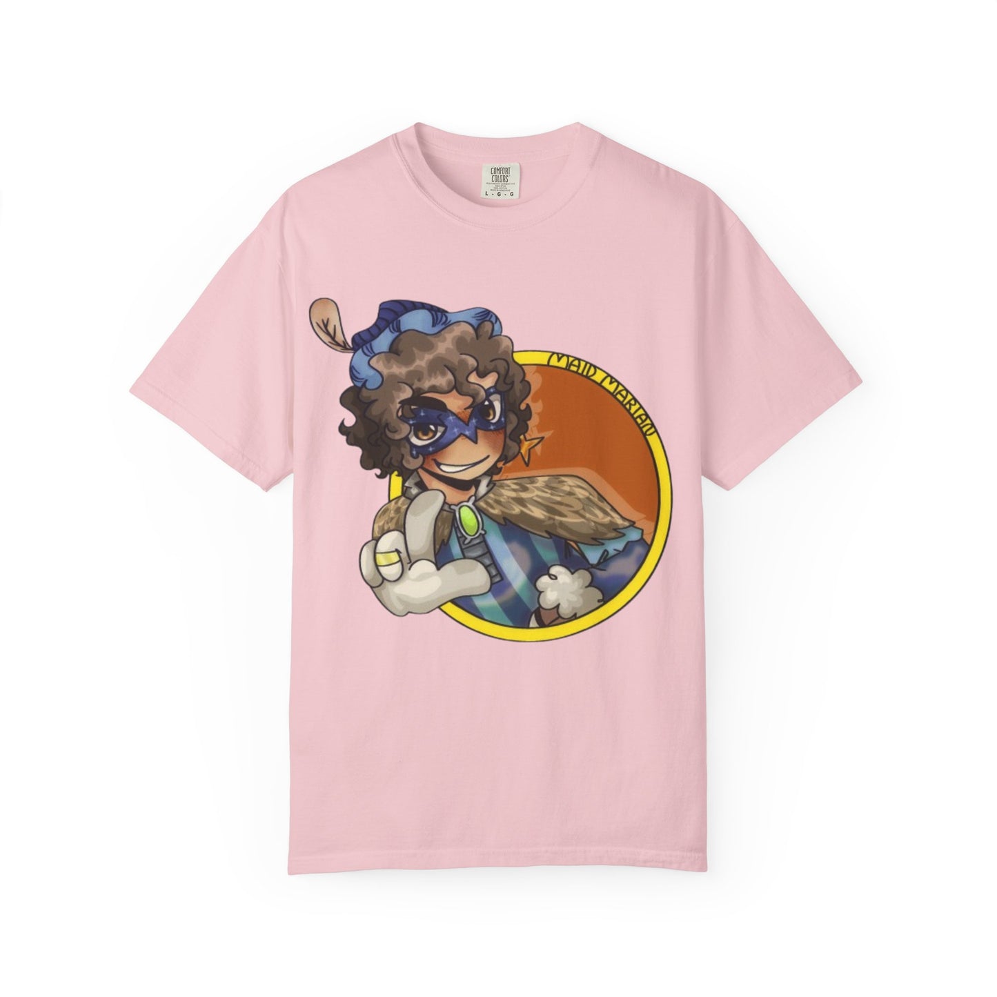 Masked Hero Portrait T-Shirt — Whimsical Superhero Art Tee