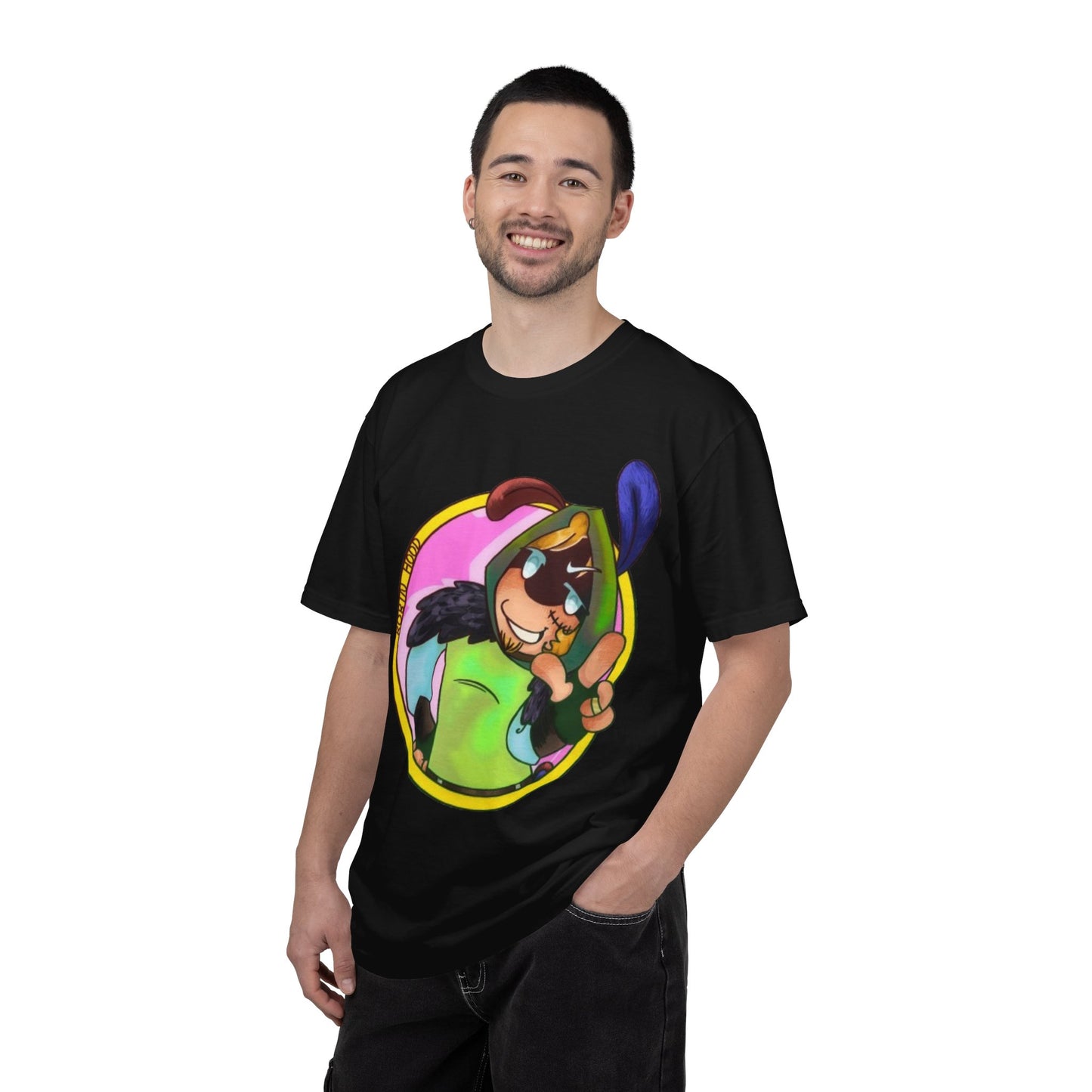 Cartoon Character Peace Sign T‑Shirt — Colorful Bunny Illustration
