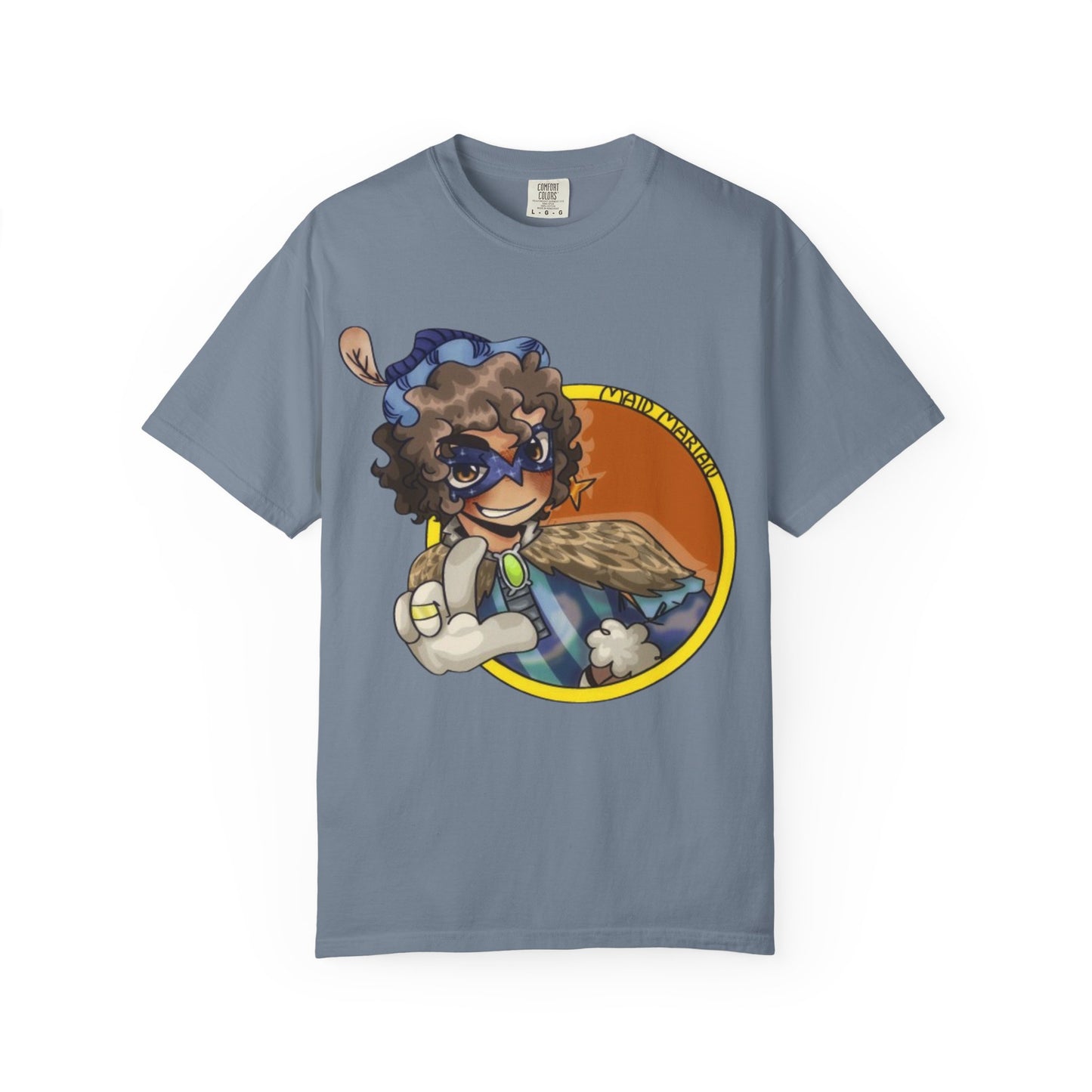 Masked Hero Portrait T-Shirt — Whimsical Superhero Art Tee