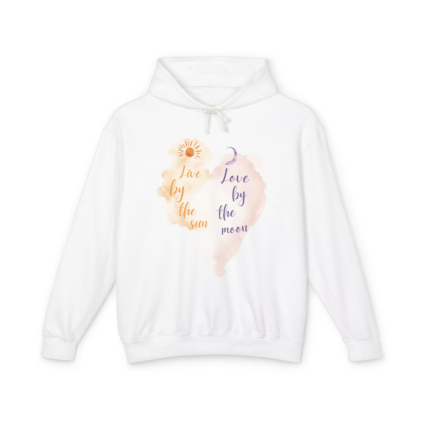 Sun & Moon Watercolor Hoodie - "Love by the Sun / Love by the Moon" Lightweight Pullover