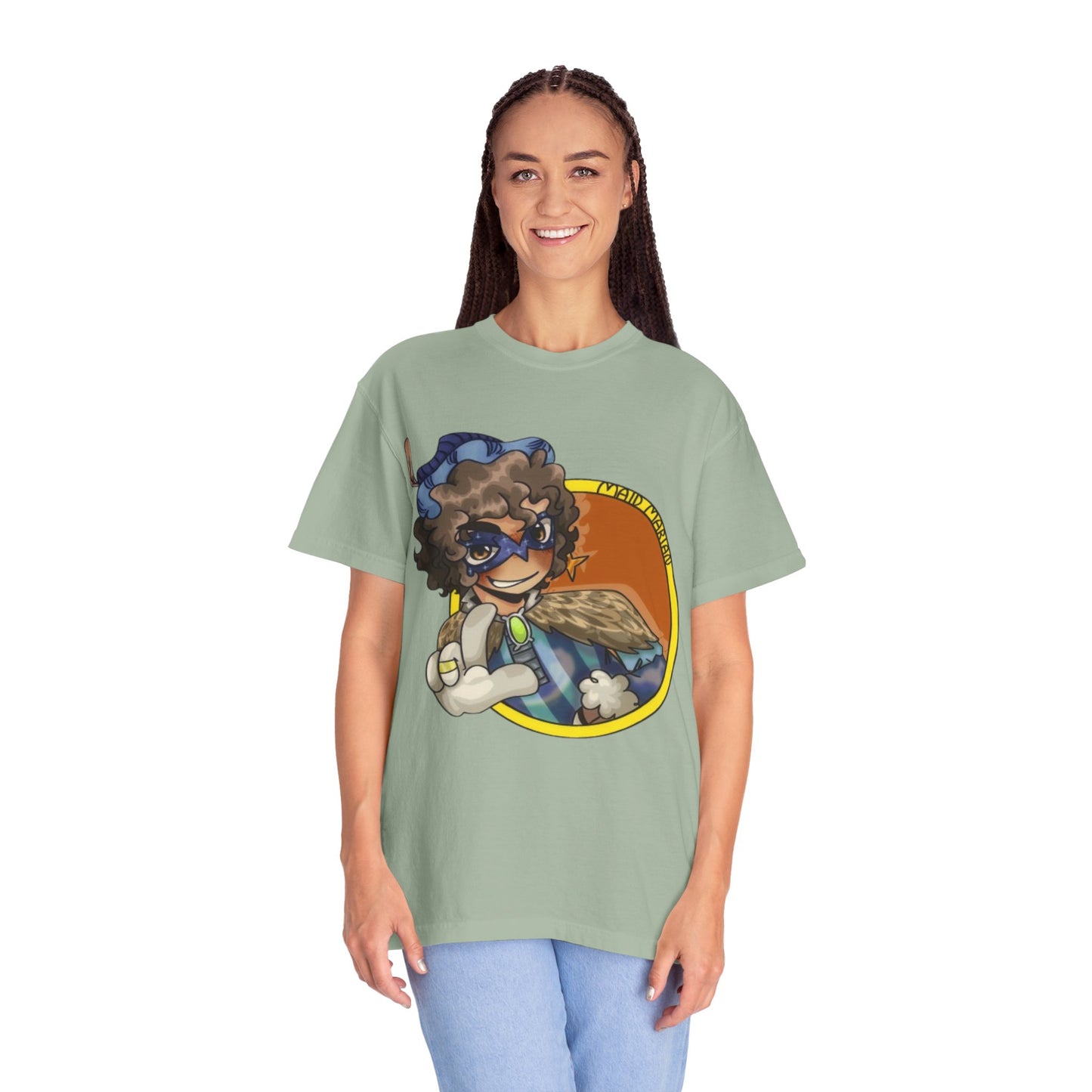 Masked Hero Portrait T-Shirt — Whimsical Superhero Art Tee