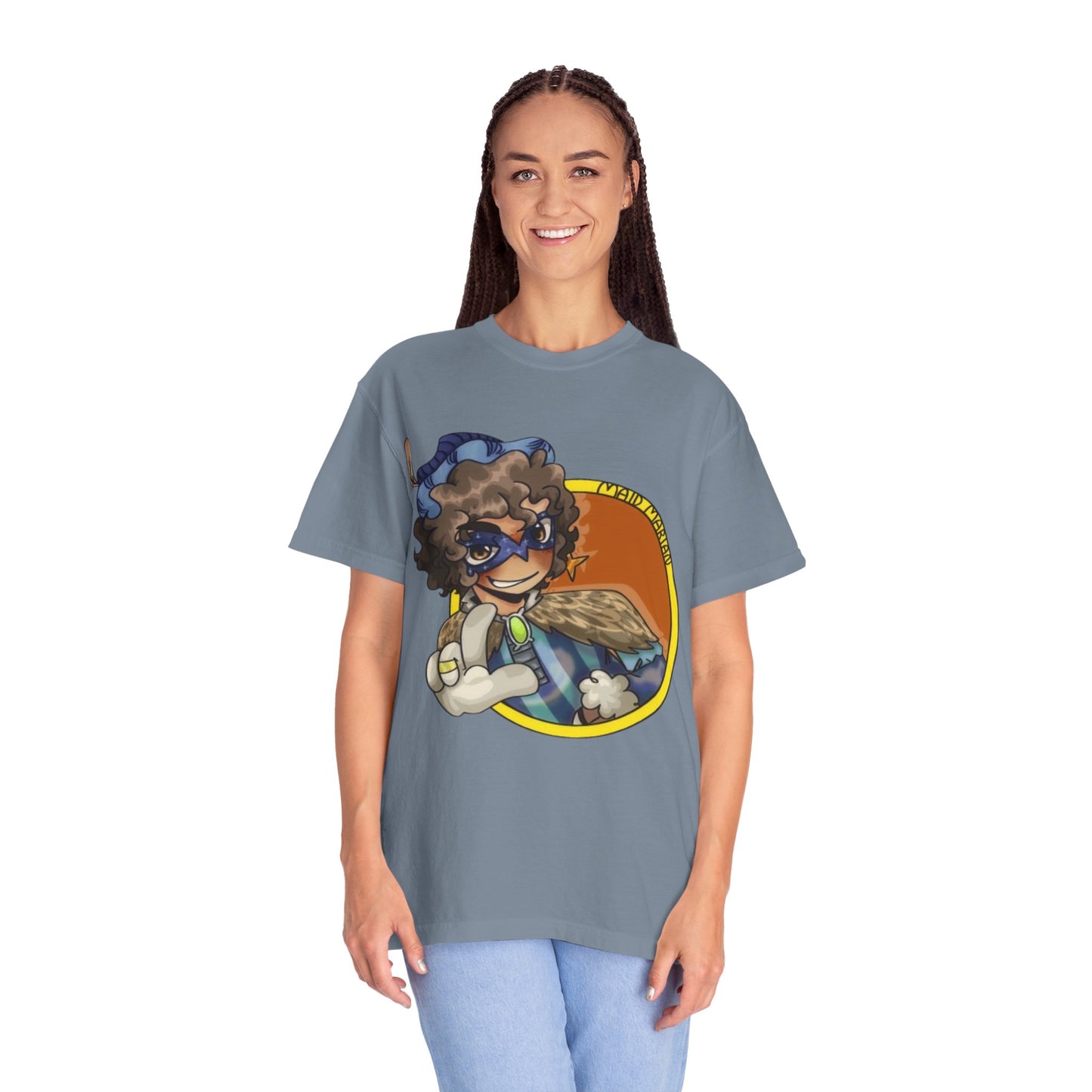 Masked Hero Portrait T-Shirt — Whimsical Superhero Art Tee
