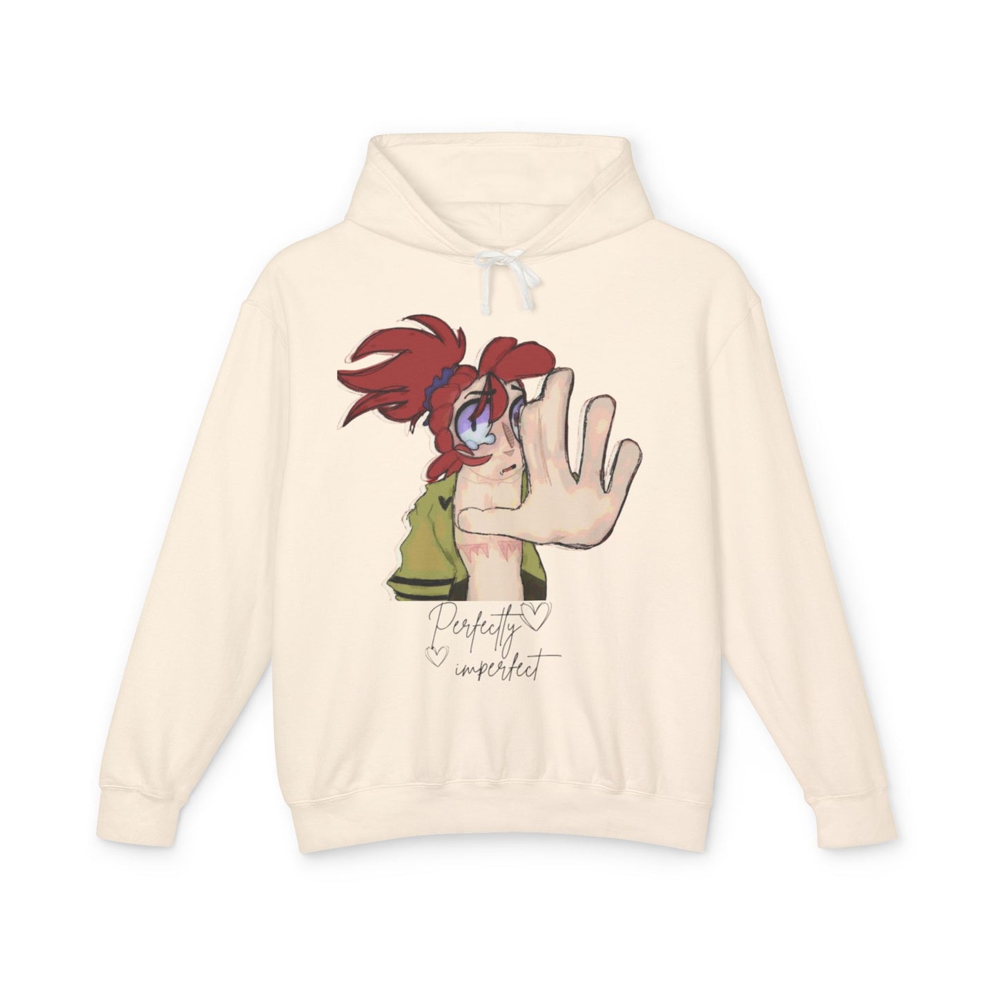 Anime Hand-Front Hoodie — 'Perfectly Imperfect' Casual Graphic Pullover