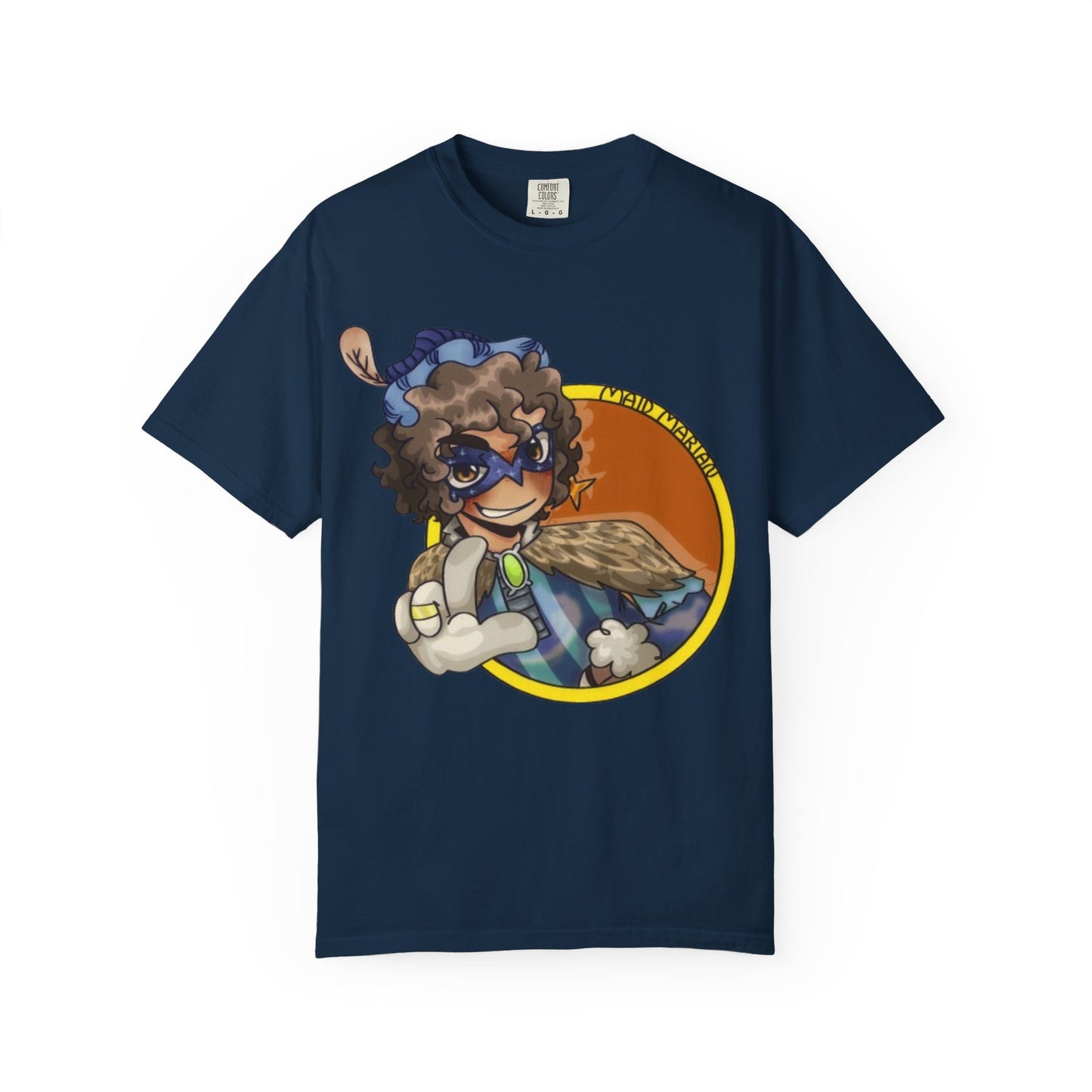 Masked Hero Portrait T-Shirt — Whimsical Superhero Art Tee
