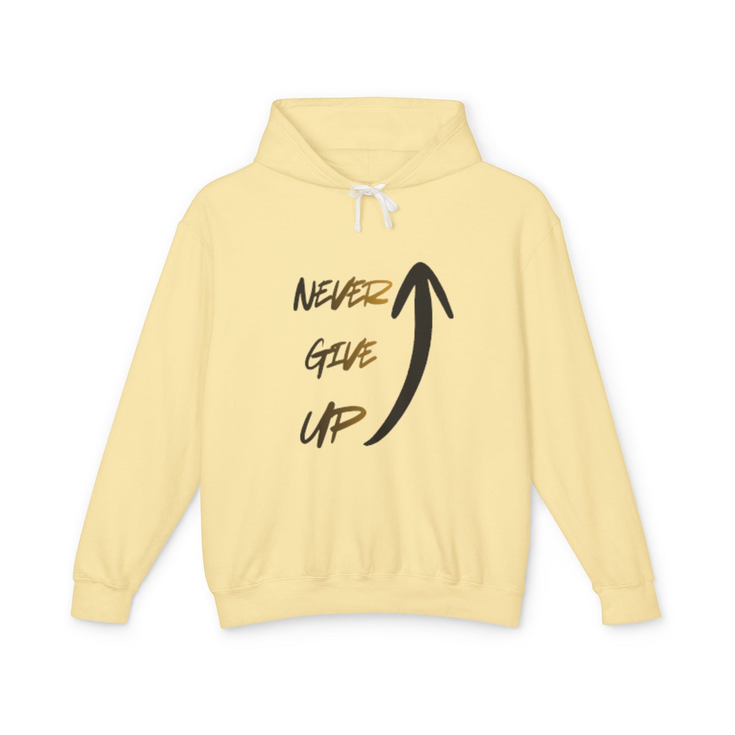 Never Give Up Hoodie — Motivational Arrow Pullover