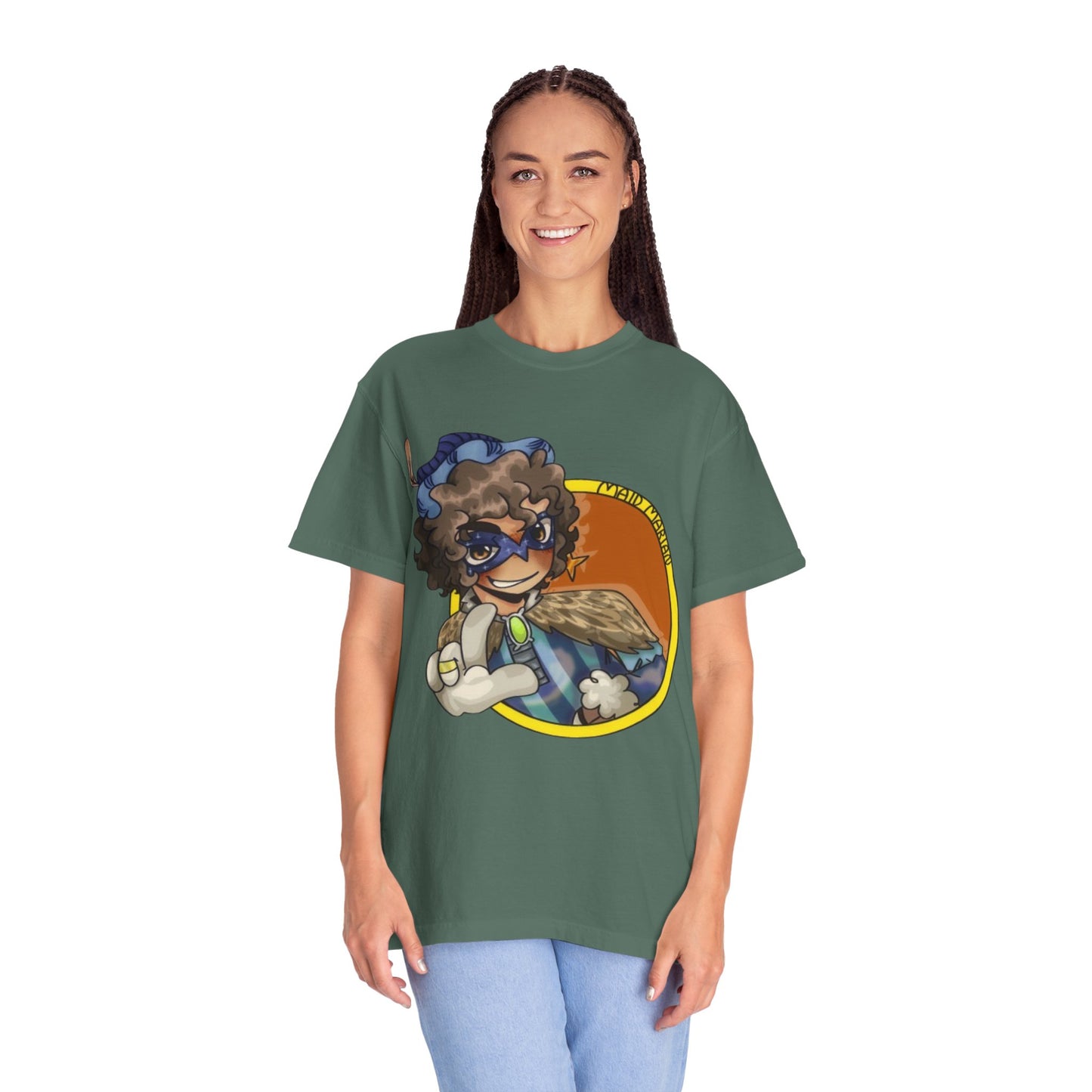 Masked Hero Portrait T-Shirt — Whimsical Superhero Art Tee