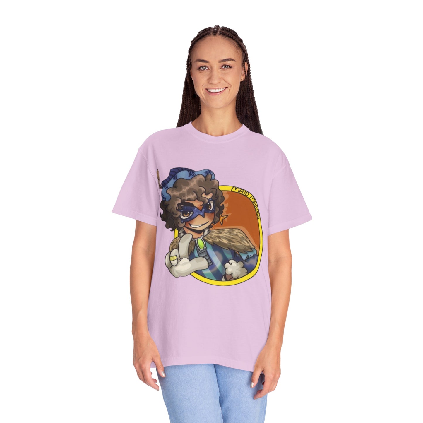 Masked Hero Portrait T-Shirt — Whimsical Superhero Art Tee