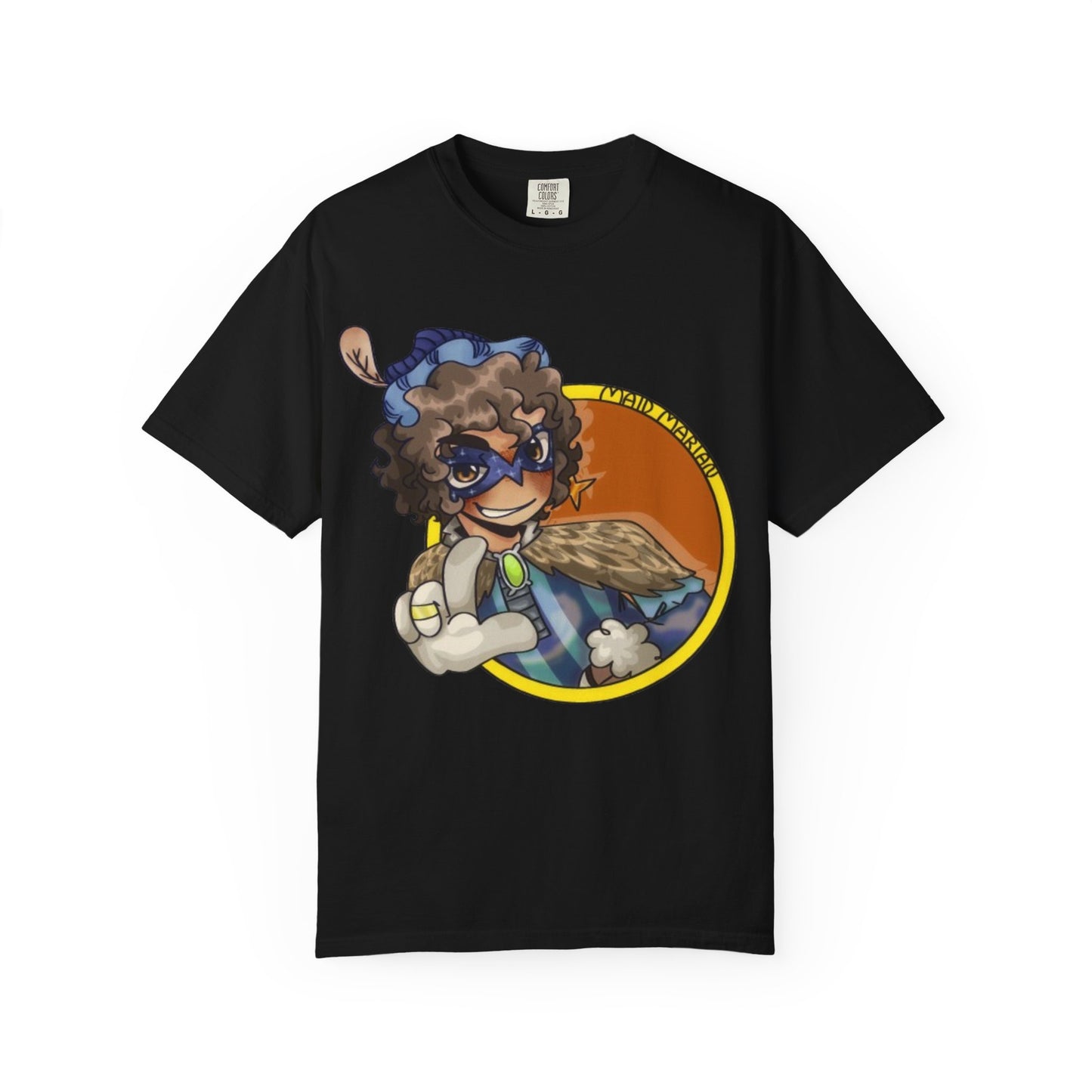 Masked Hero Portrait T-Shirt — Whimsical Superhero Art Tee