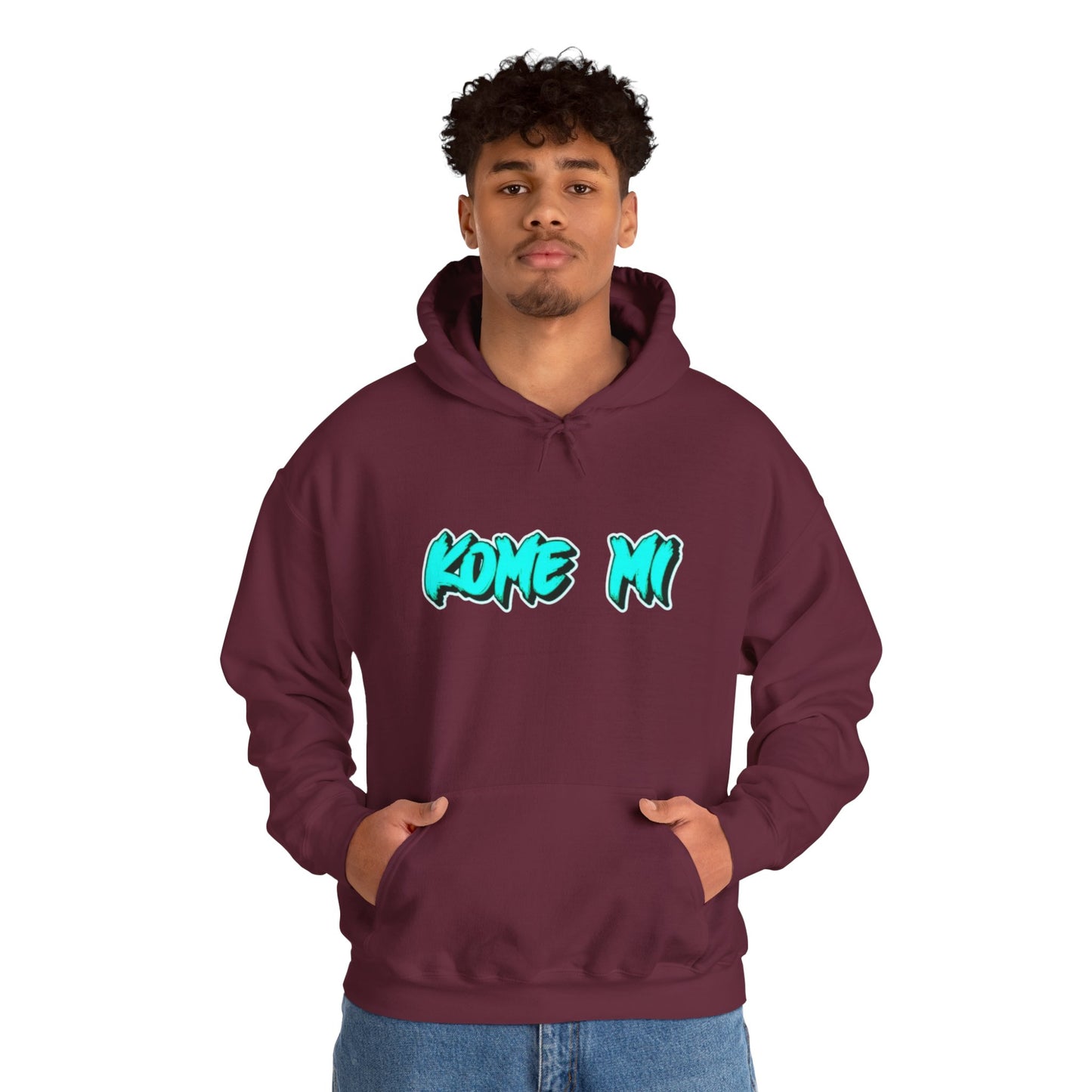 Kome Mi Graffiti Hoodie – Retro Teal Streetwear Pullover