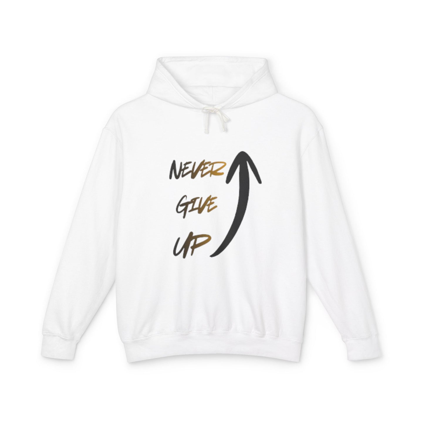 Never Give Up Hoodie — Motivational Arrow Pullover