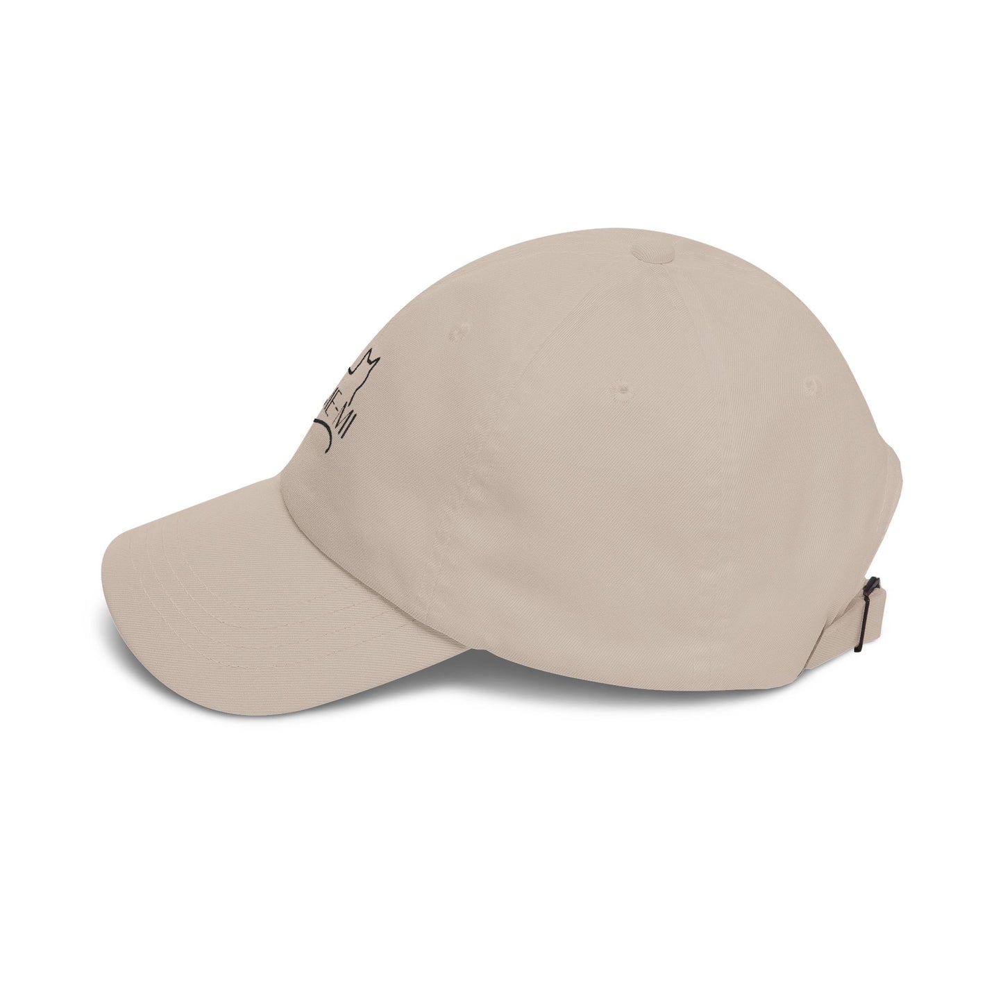 Cat Silhouette Dad Cap — "Kome-Mi" Embroidered White Baseball Hat