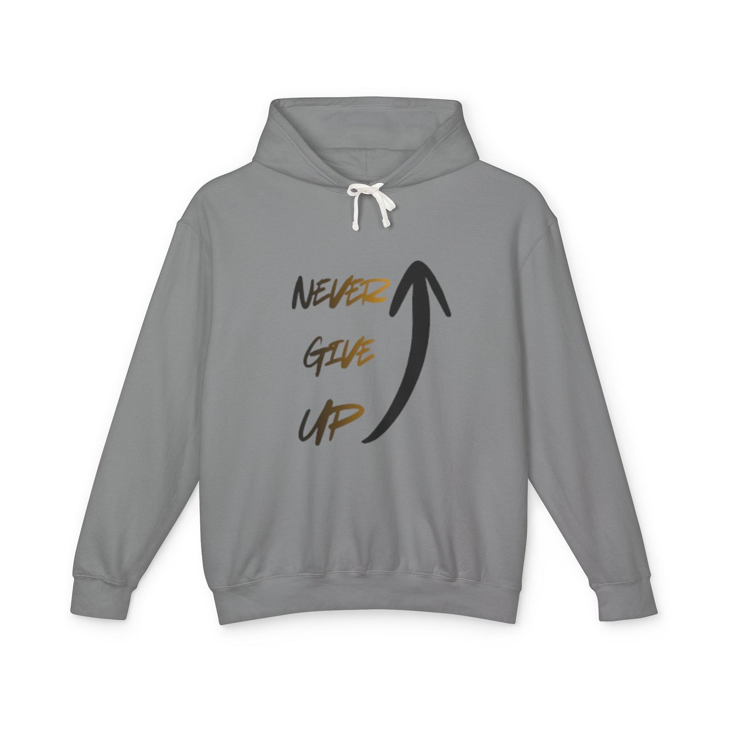 Never Give Up Hoodie — Motivational Arrow Pullover