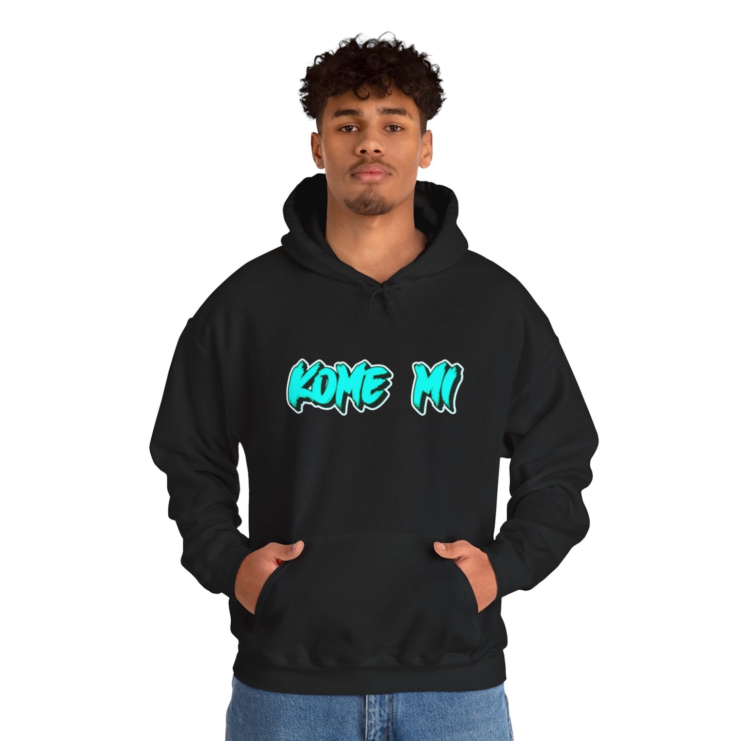 Kome Mi Graffiti Hoodie – Retro Teal Streetwear Pullover