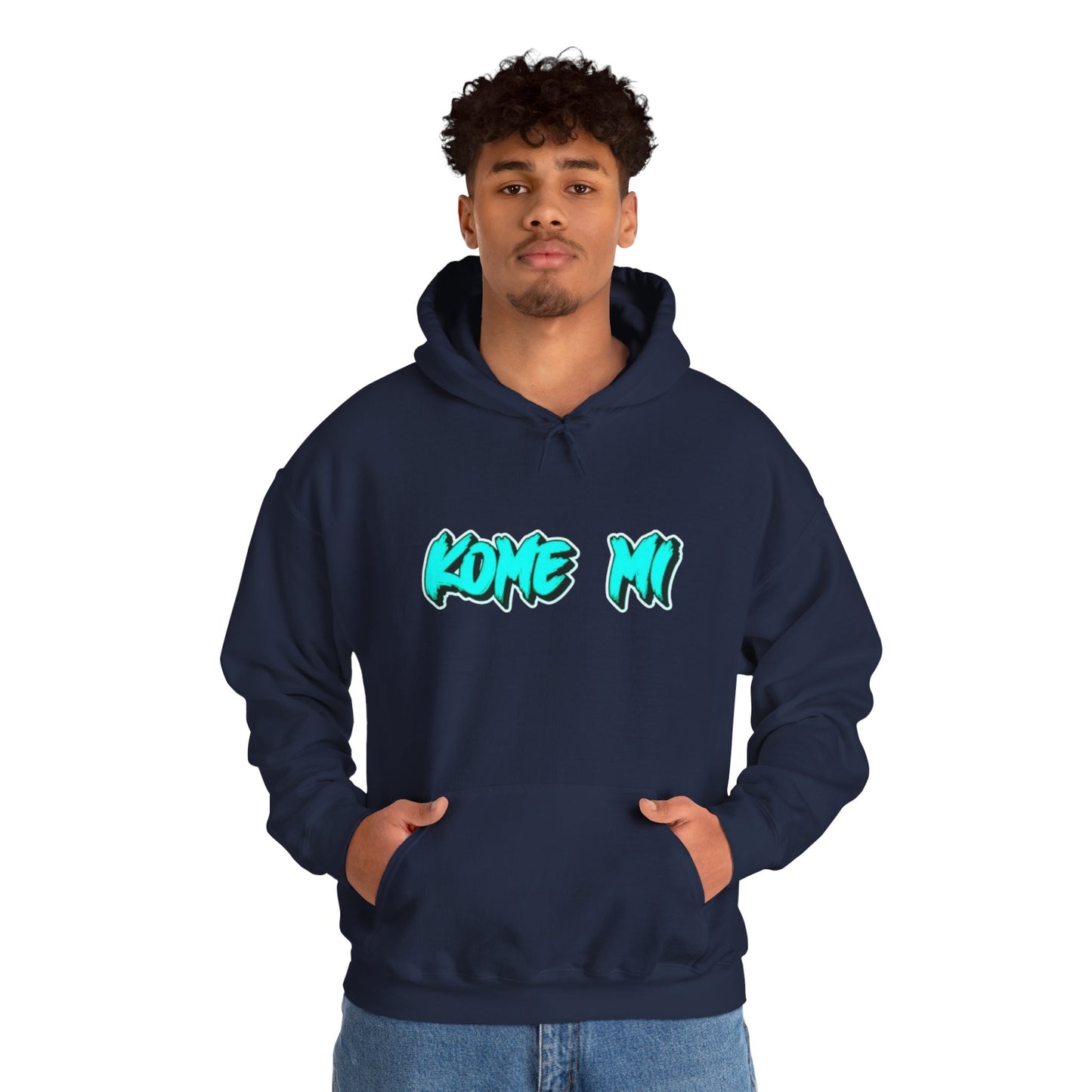 Kome Mi Graffiti Hoodie – Retro Teal Streetwear Pullover