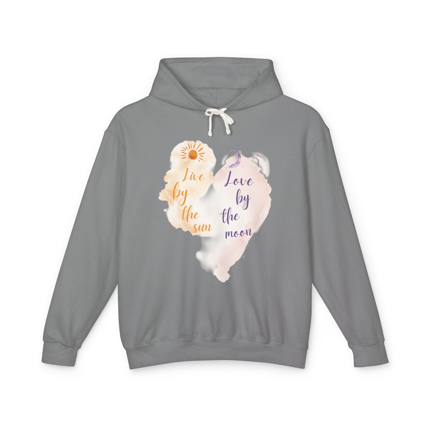 Sun & Moon Watercolor Hoodie - "Love by the Sun / Love by the Moon" Lightweight Pullover