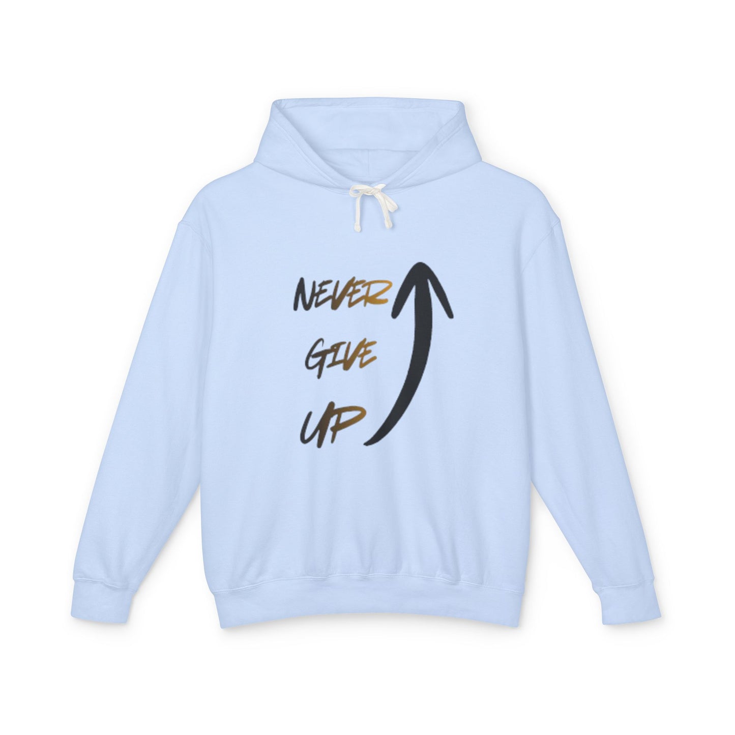 Never Give Up Hoodie — Motivational Arrow Pullover