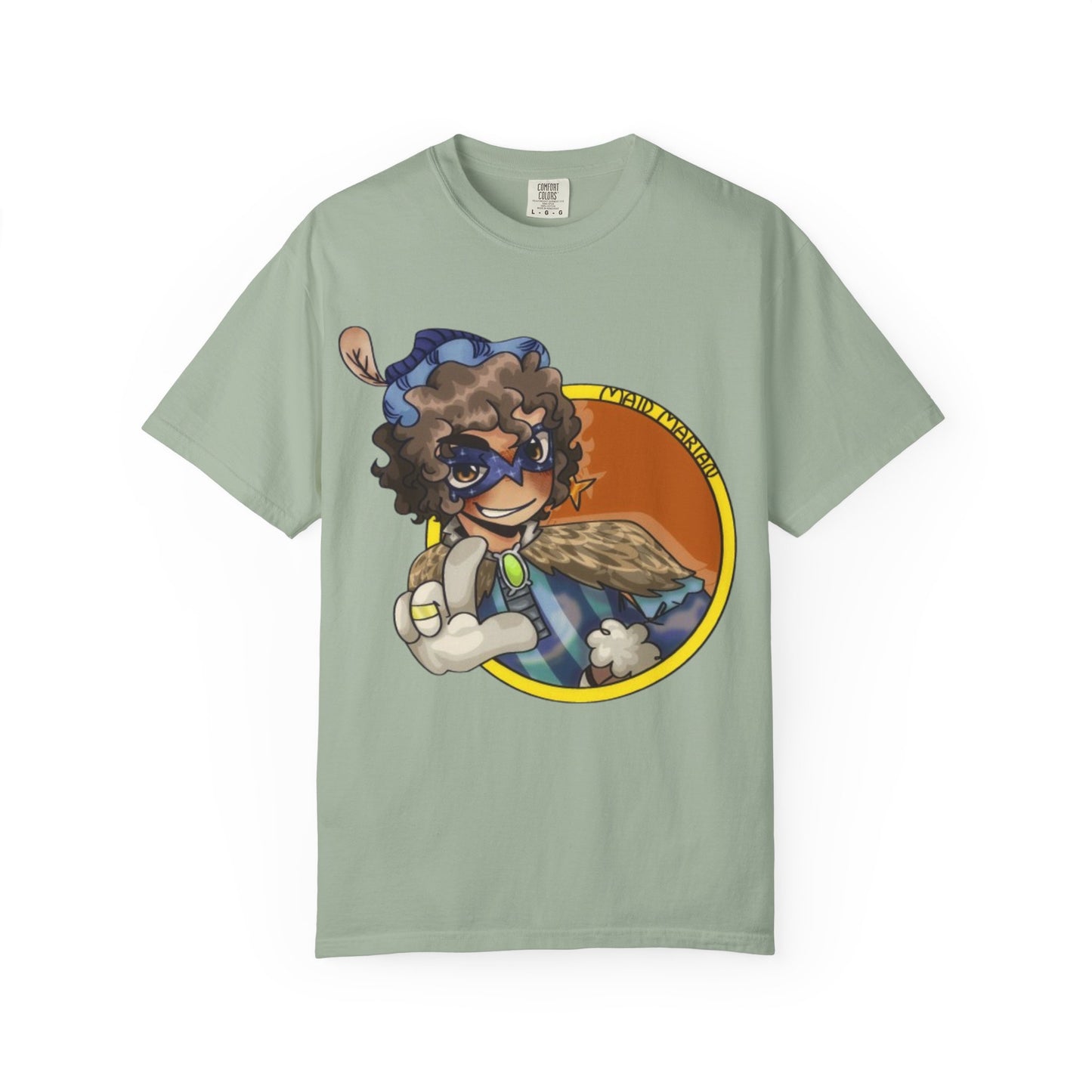 Masked Hero Portrait T-Shirt — Whimsical Superhero Art Tee