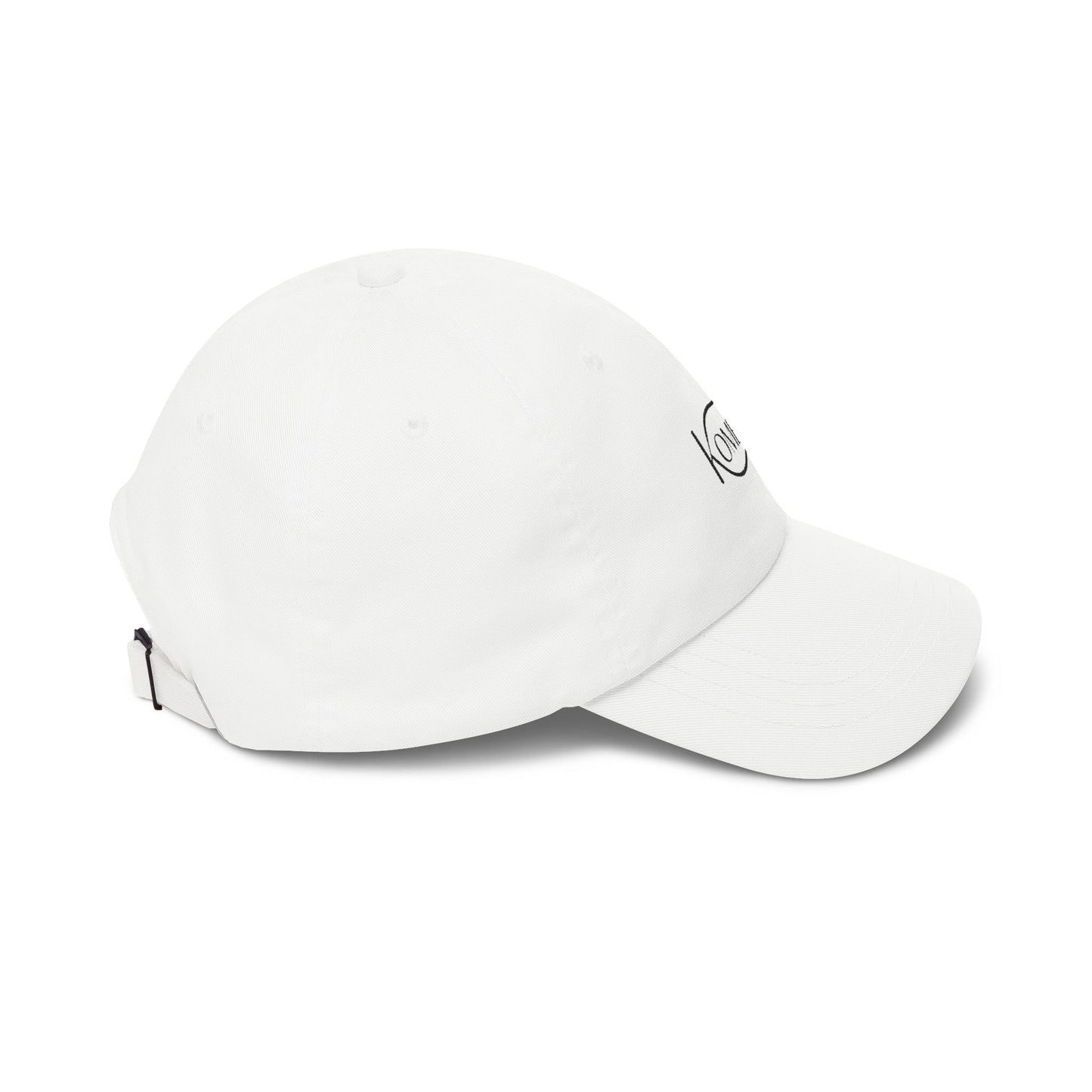 Cat Silhouette Dad Cap — "Kome-Mi" Embroidered White Baseball Hat
