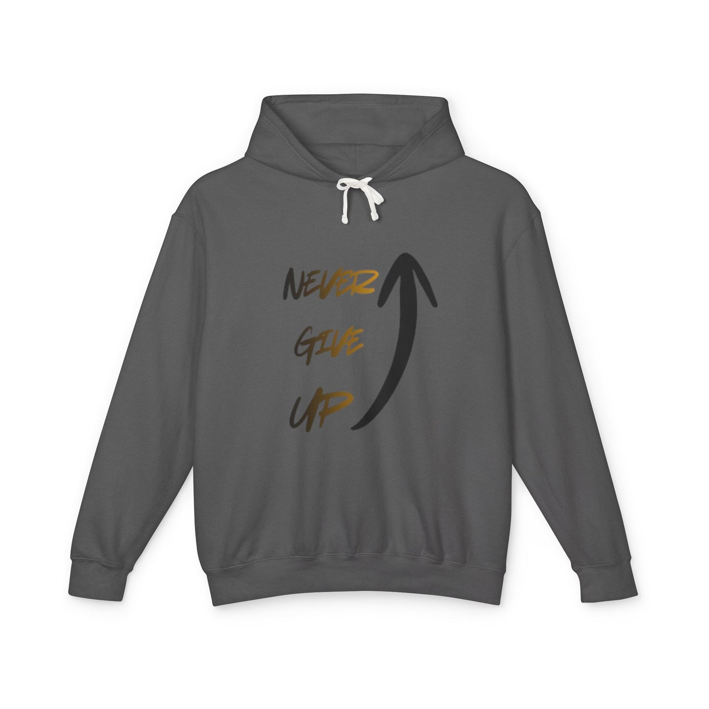 Never Give Up Hoodie — Motivational Arrow Pullover
