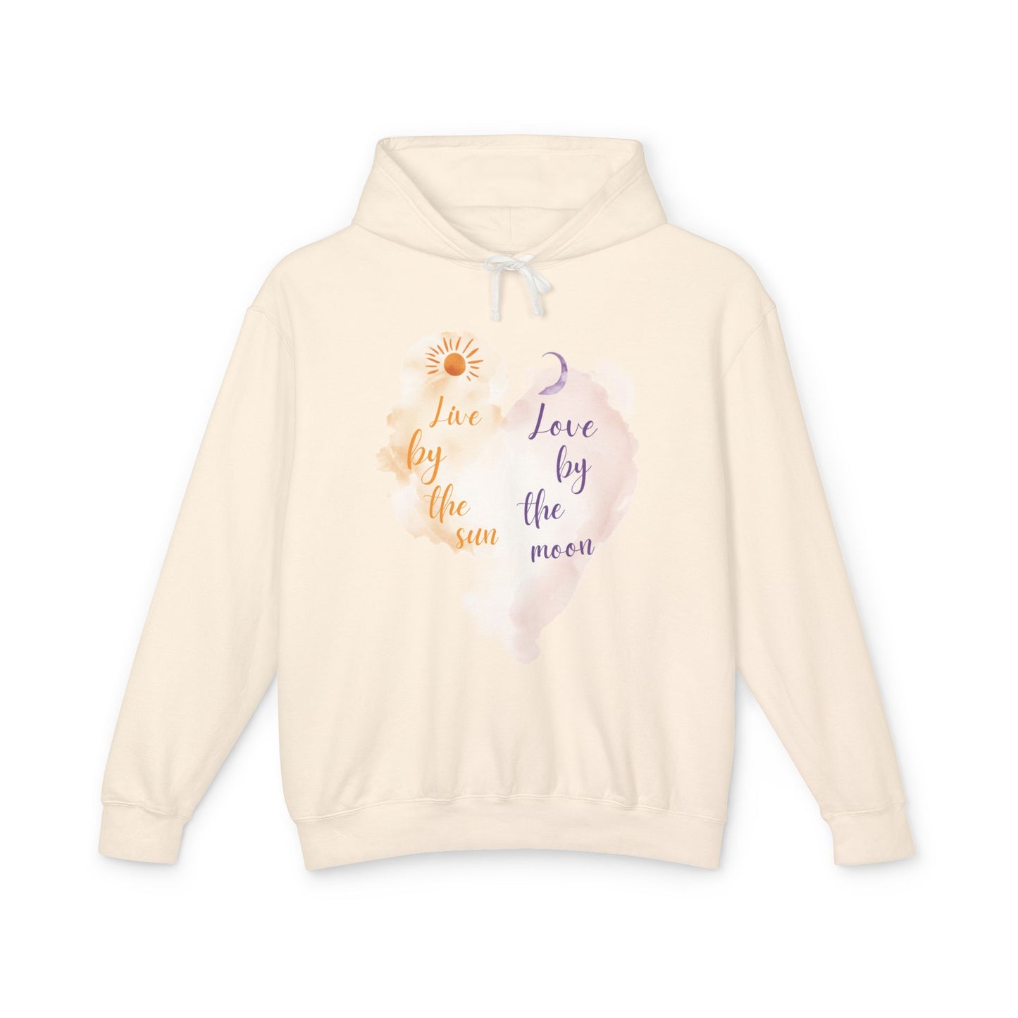 Sun & Moon Watercolor Hoodie - "Love by the Sun / Love by the Moon" Lightweight Pullover