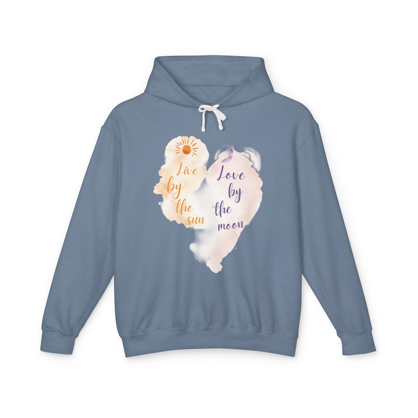 Sun & Moon Watercolor Hoodie - "Love by the Sun / Love by the Moon" Lightweight Pullover