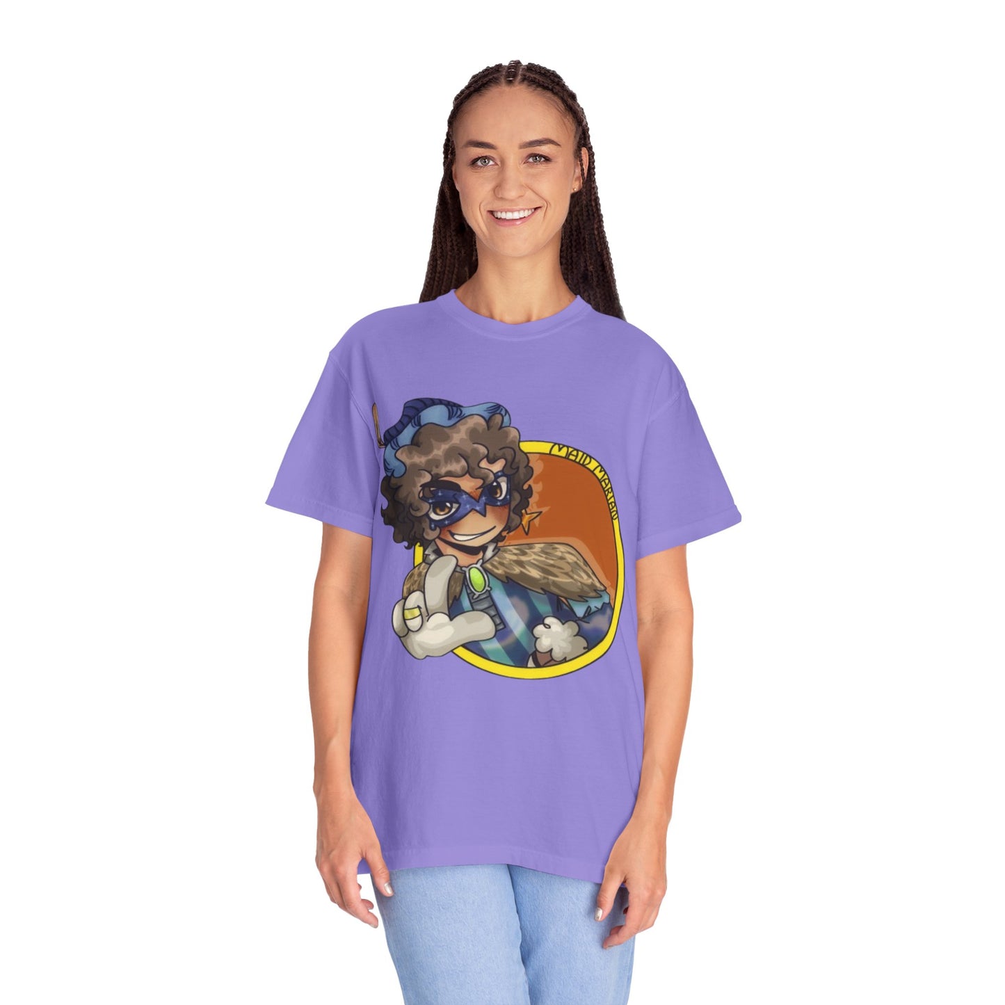 Masked Hero Portrait T-Shirt — Whimsical Superhero Art Tee