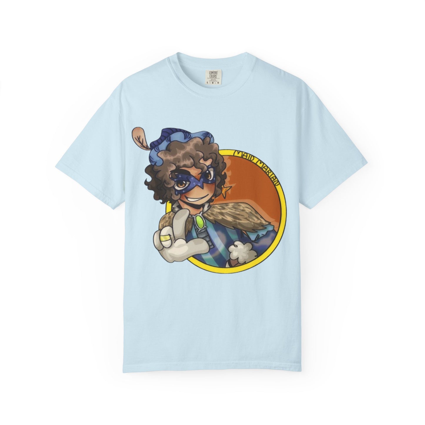 Masked Hero Portrait T-Shirt — Whimsical Superhero Art Tee