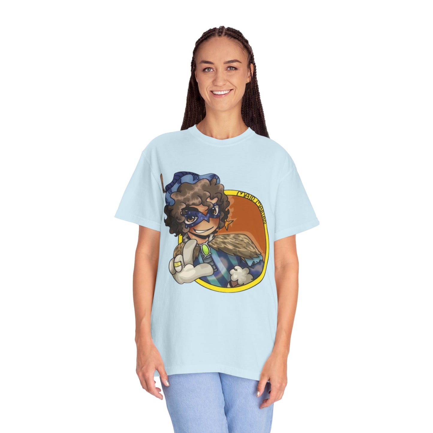 Masked Hero Portrait T-Shirt — Whimsical Superhero Art Tee