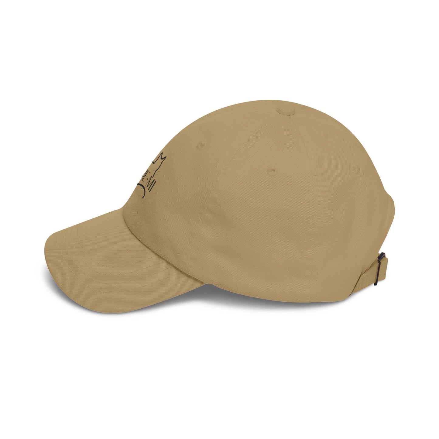 Cat Silhouette Dad Cap — "Kome-Mi" Embroidered White Baseball Hat