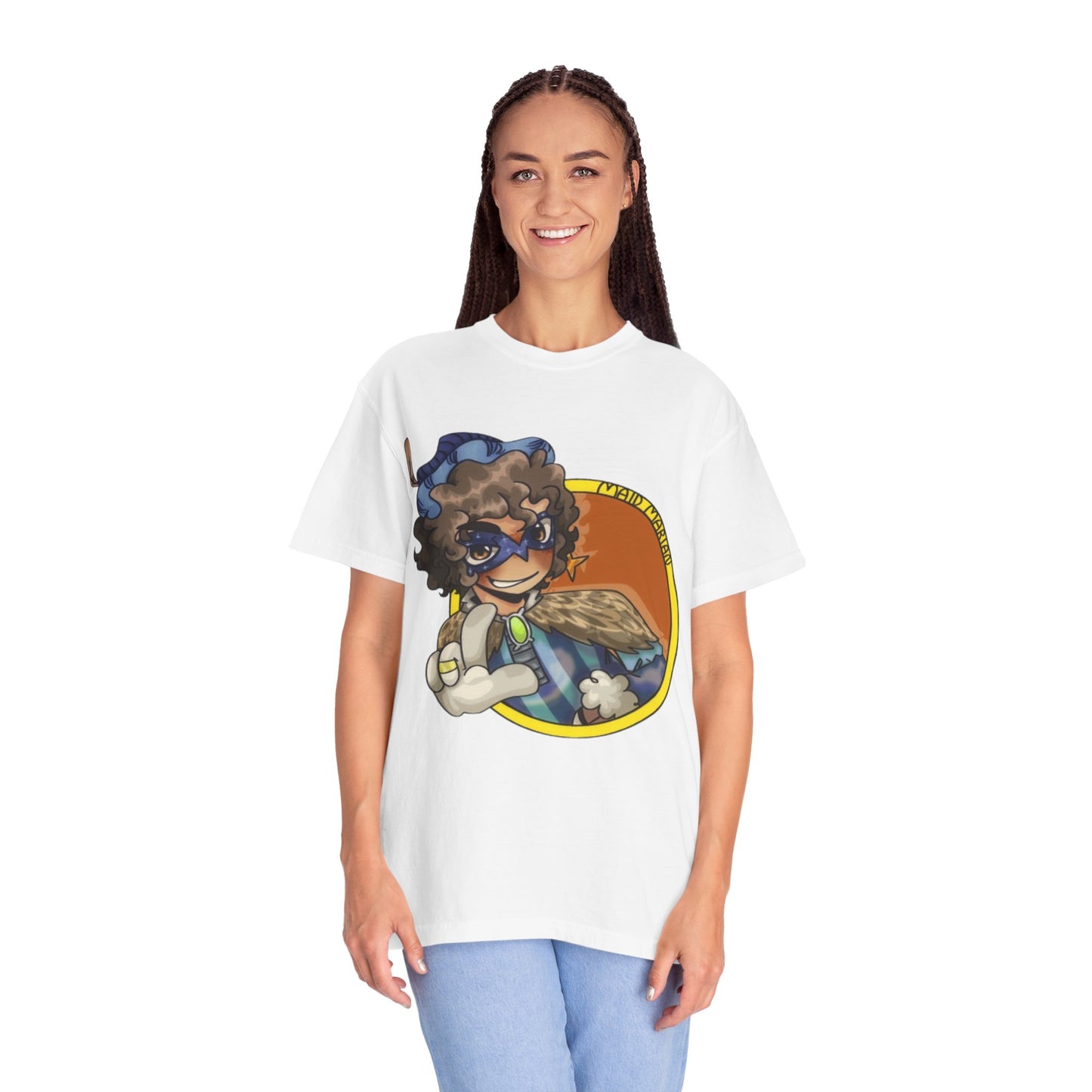 Masked Hero Portrait T-Shirt — Whimsical Superhero Art Tee
