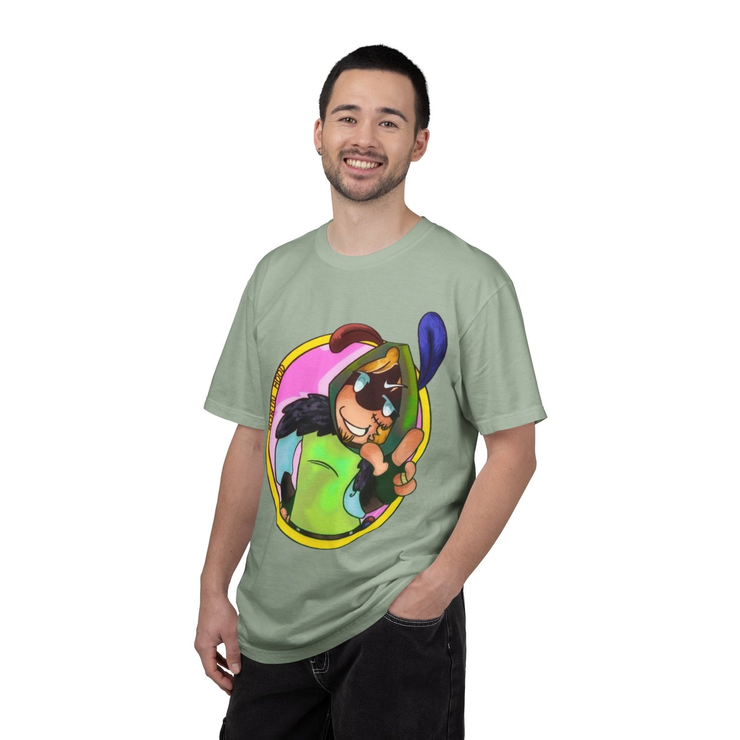 Cartoon Character Peace Sign T‑Shirt — Colorful Bunny Illustration
