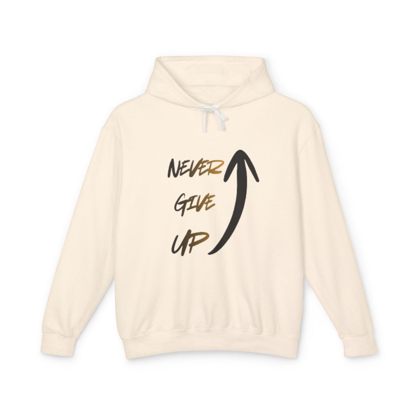 Never Give Up Hoodie — Motivational Arrow Pullover