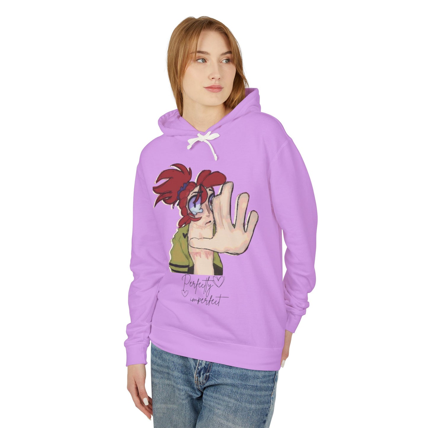 Anime Hand-Front Hoodie — 'Perfectly Imperfect' Casual Graphic Pullover