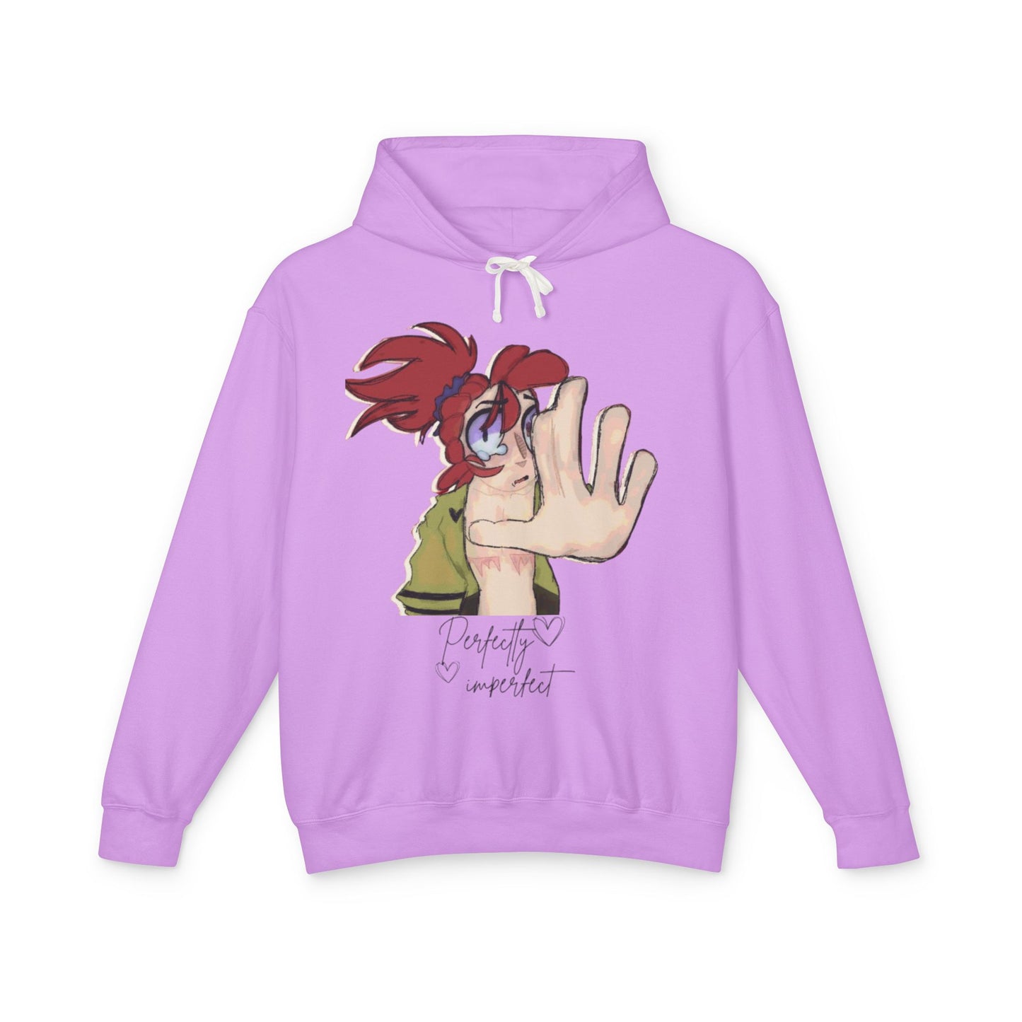 Anime Hand-Front Hoodie — 'Perfectly Imperfect' Casual Graphic Pullover