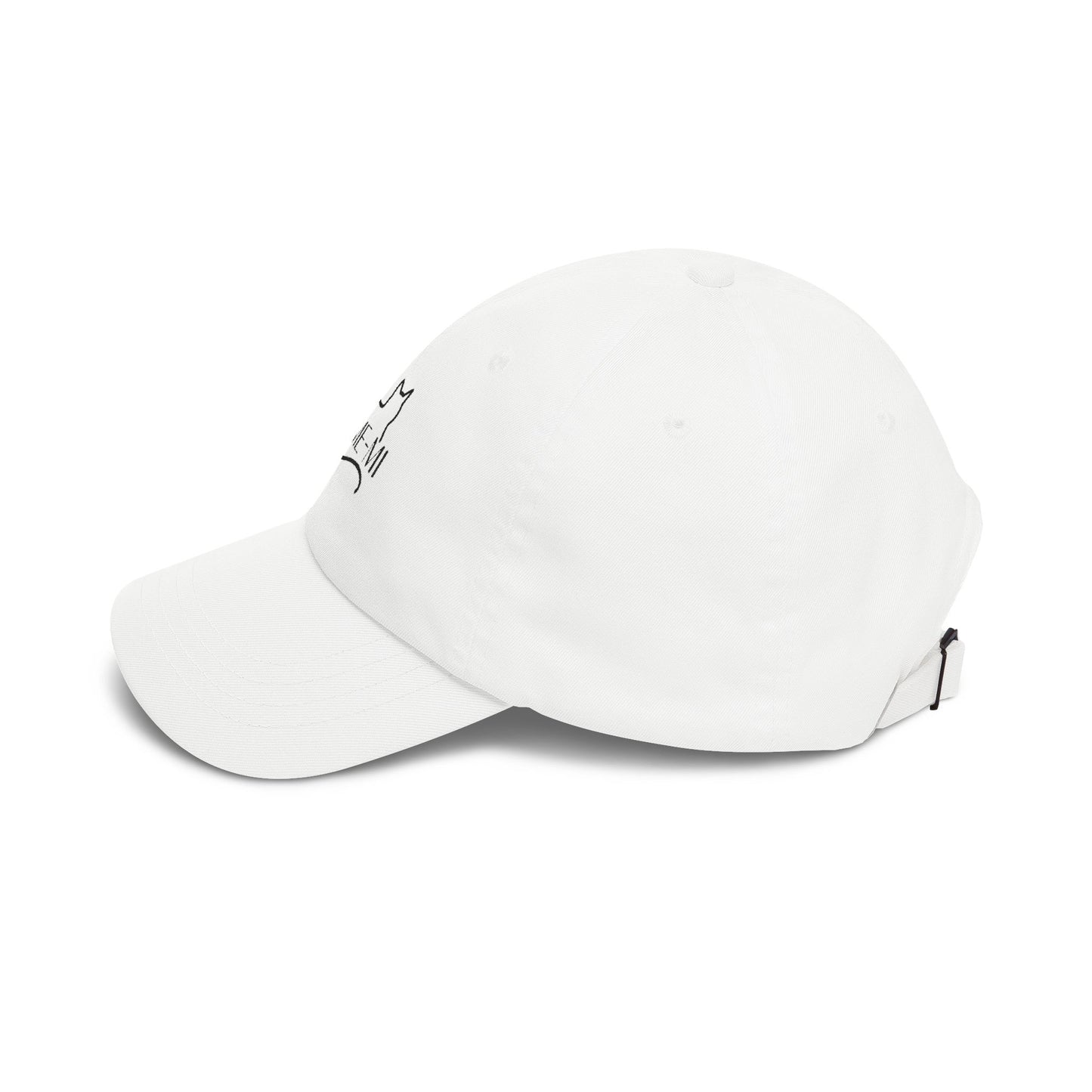 Cat Silhouette Dad Cap — "Kome-Mi" Embroidered White Baseball Hat