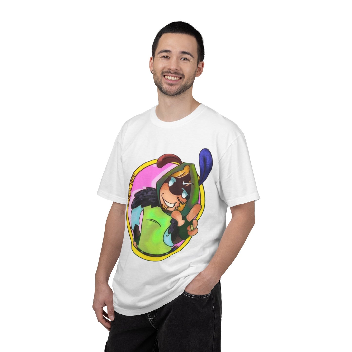 Cartoon Character Peace Sign T‑Shirt — Colorful Bunny Illustration