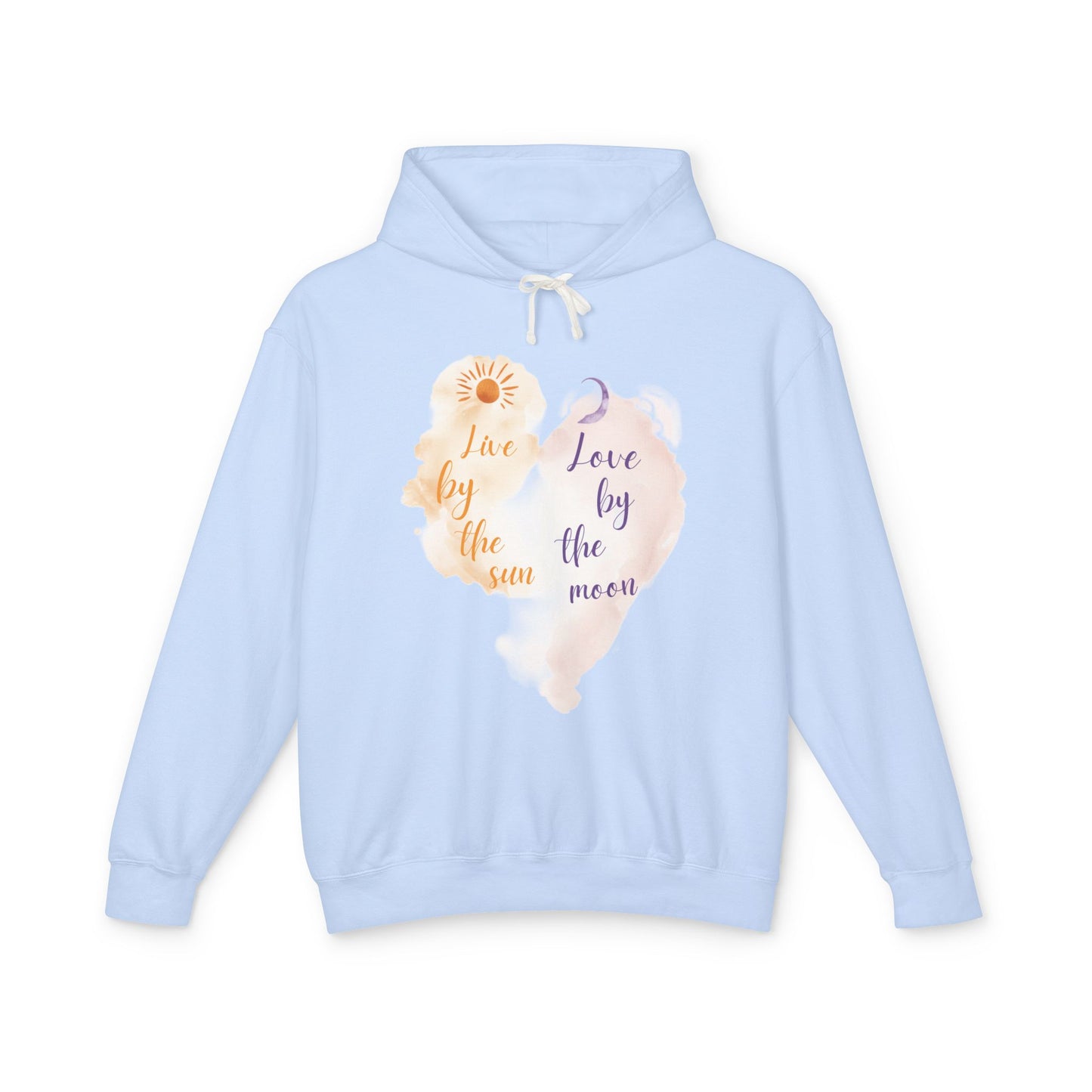 Sun & Moon Watercolor Hoodie - "Love by the Sun / Love by the Moon" Lightweight Pullover