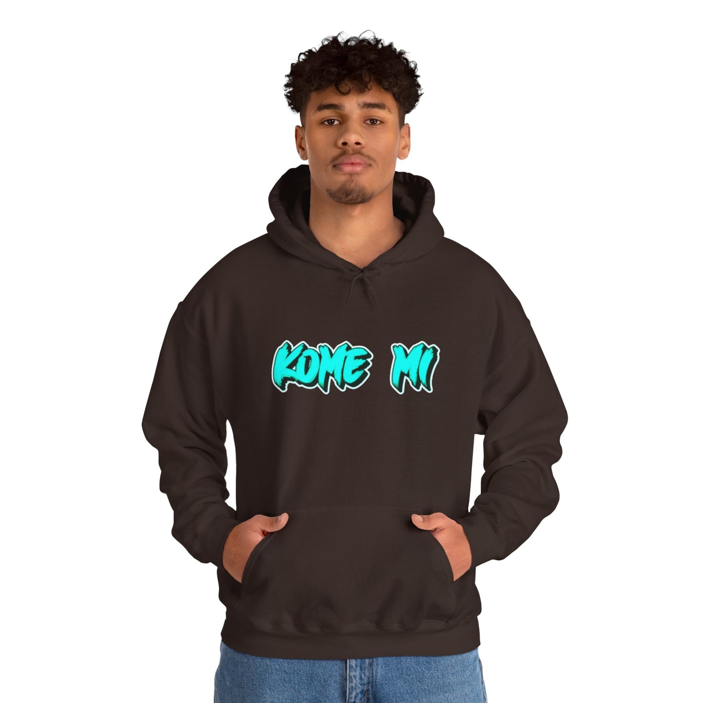 Kome Mi Graffiti Hoodie – Retro Teal Streetwear Pullover