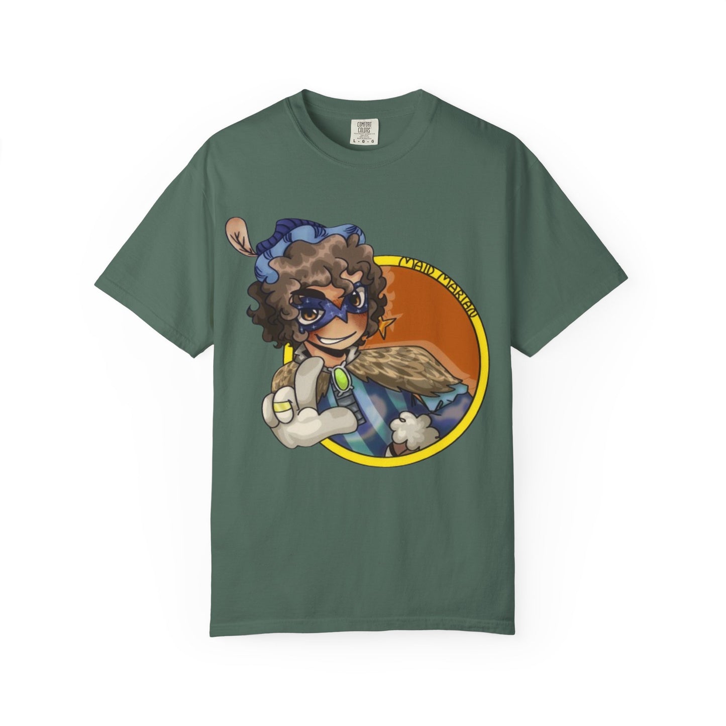 Masked Hero Portrait T-Shirt — Whimsical Superhero Art Tee