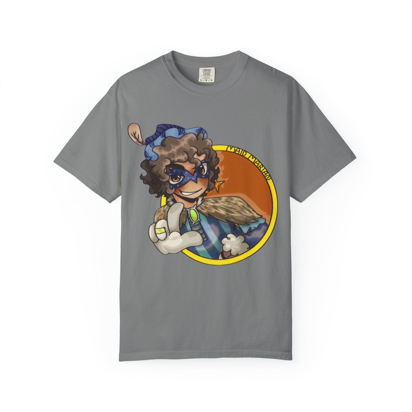 Masked Hero Portrait T-Shirt — Whimsical Superhero Art Tee