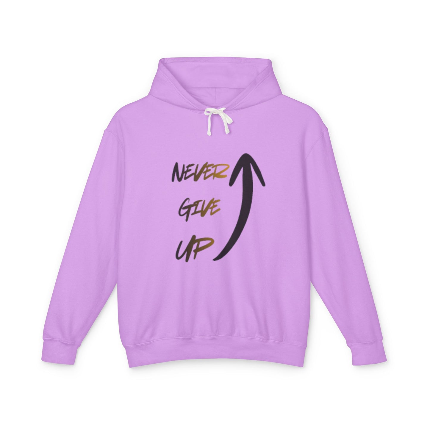 Never Give Up Hoodie — Motivational Arrow Pullover