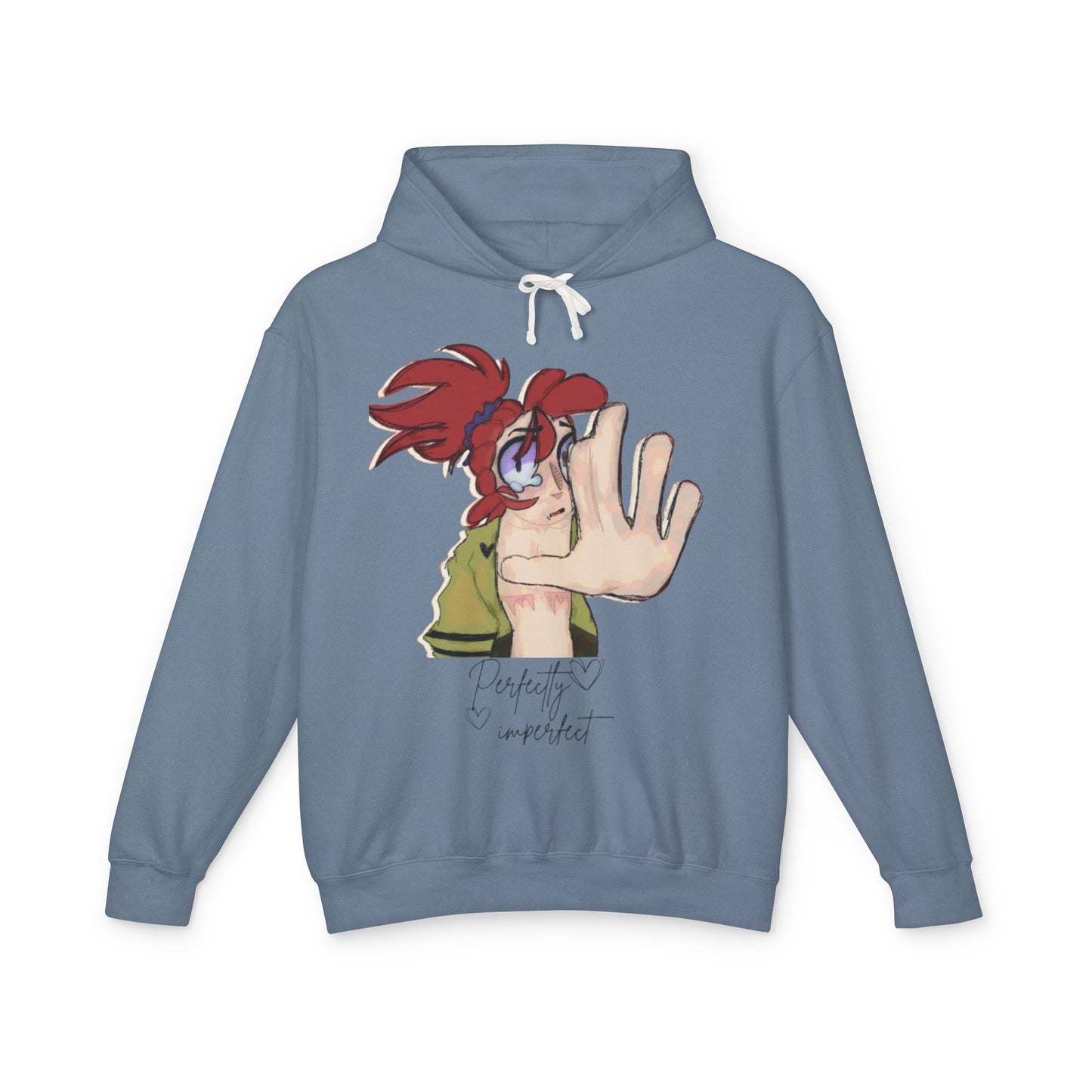 Anime Hand-Front Hoodie — 'Perfectly Imperfect' Casual Graphic Pullover