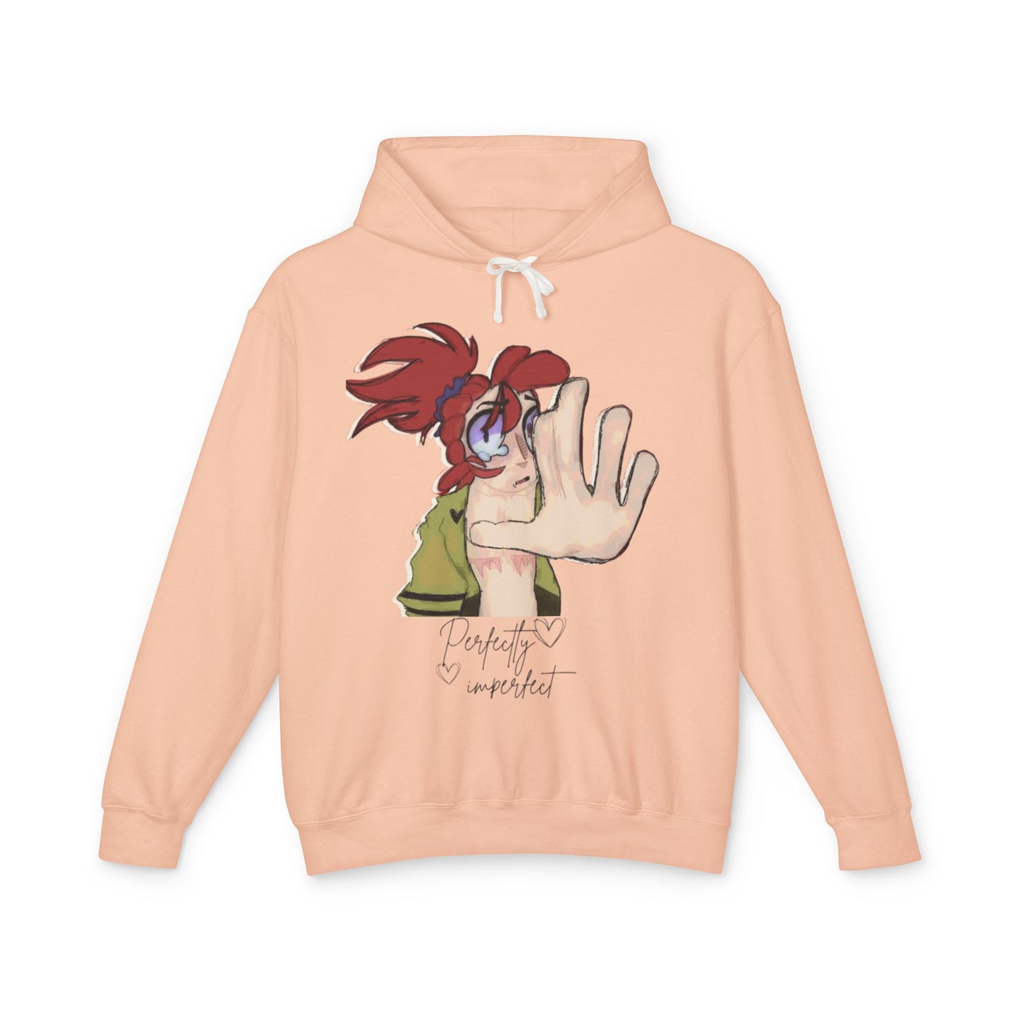 Anime Hand-Front Hoodie — 'Perfectly Imperfect' Casual Graphic Pullover