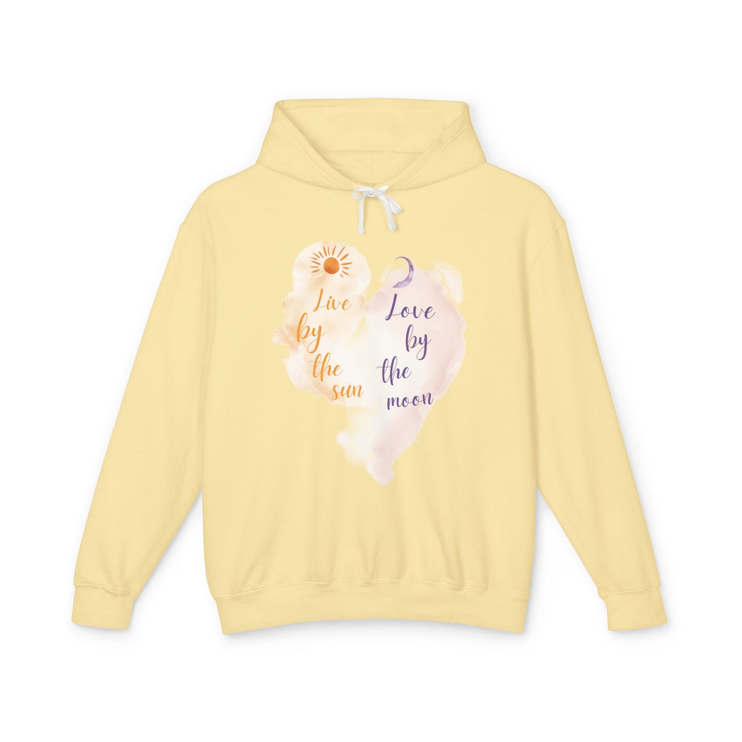 Sun & Moon Watercolor Hoodie - "Love by the Sun / Love by the Moon" Lightweight Pullover